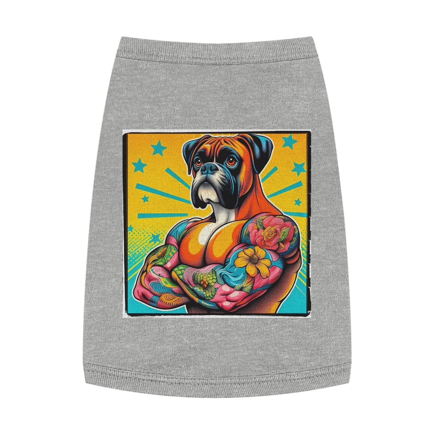 Pet Tank Top Boxer Tattooed Dog Pets Printify M Heather