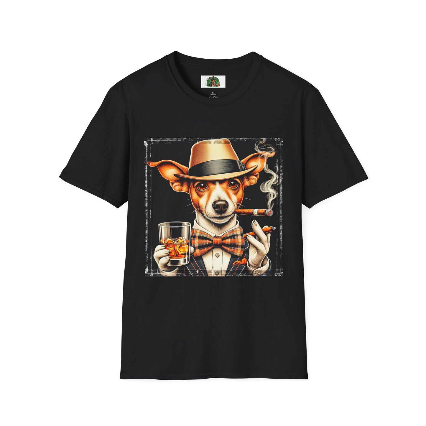 Rat Terrier T-Shirt cigars and whiskey T-Shirt Printify XS Black