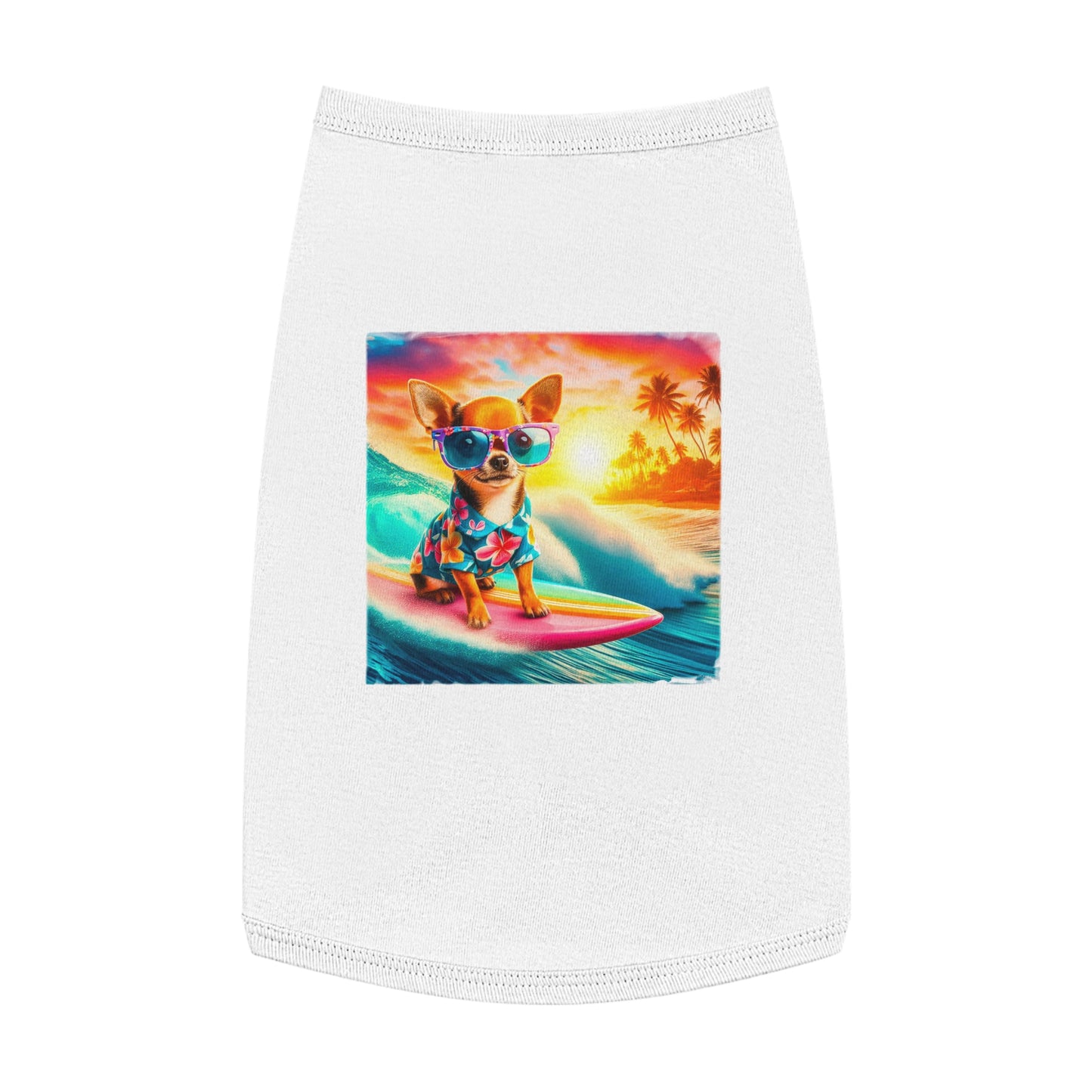 Pet Tank Top Chihuahua colorful waves t shirt Pets Printify L White