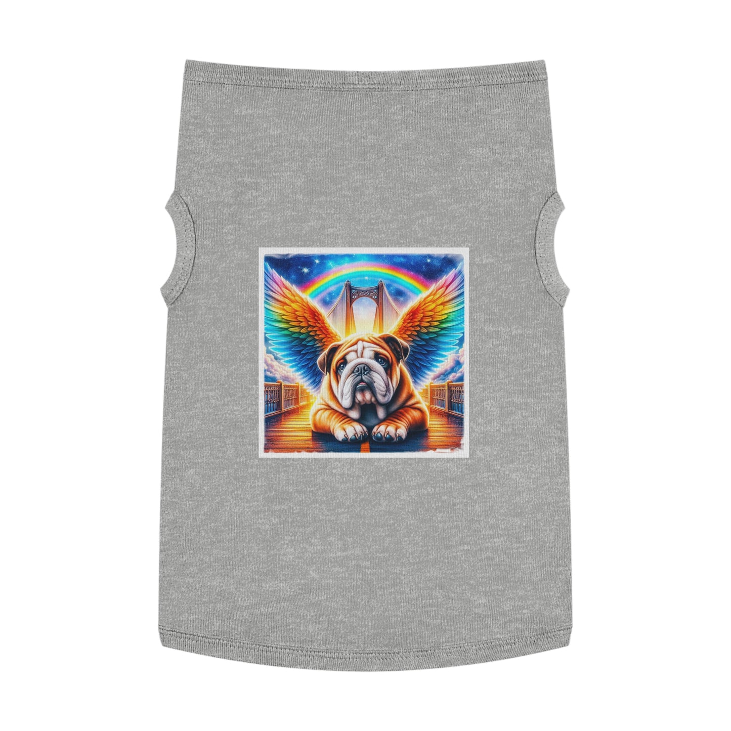 Pet Tank Top Bulldog rainbow bridge t shirt Pets Printify XL Heather