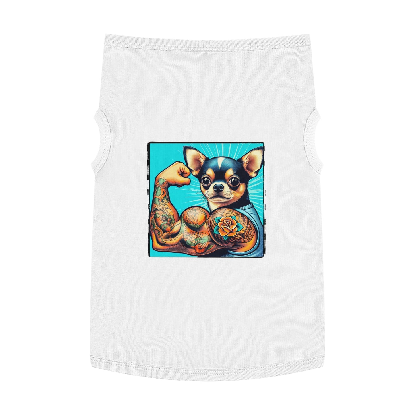 Pet Tank Top Chihuahua arm flexing t shirt Pets Printify XL White