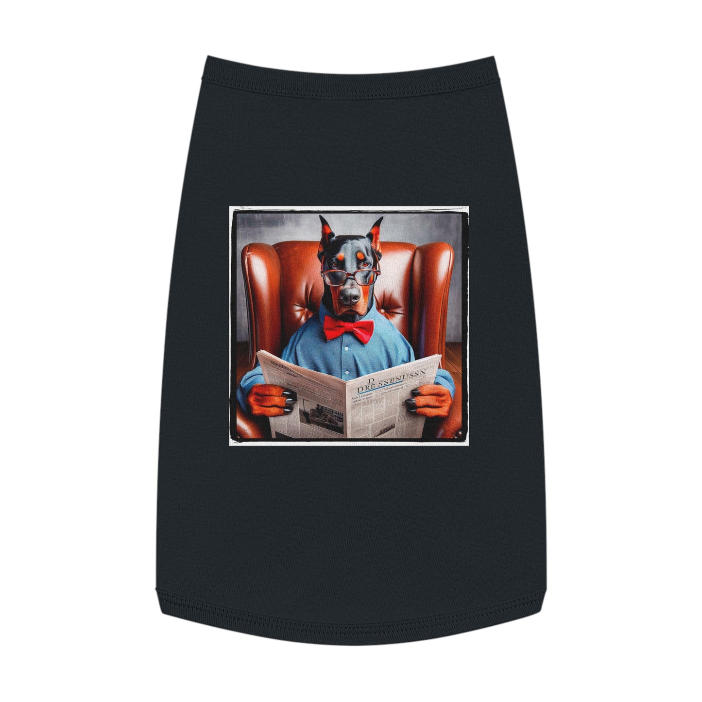 Pet Tank Top Doberman paper reading Pets Printify