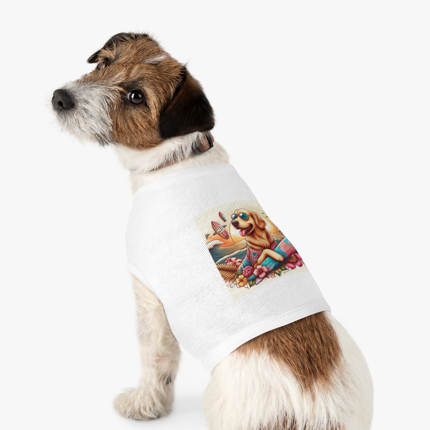 Golden Retriever pet tank top sunny day Pets Printify