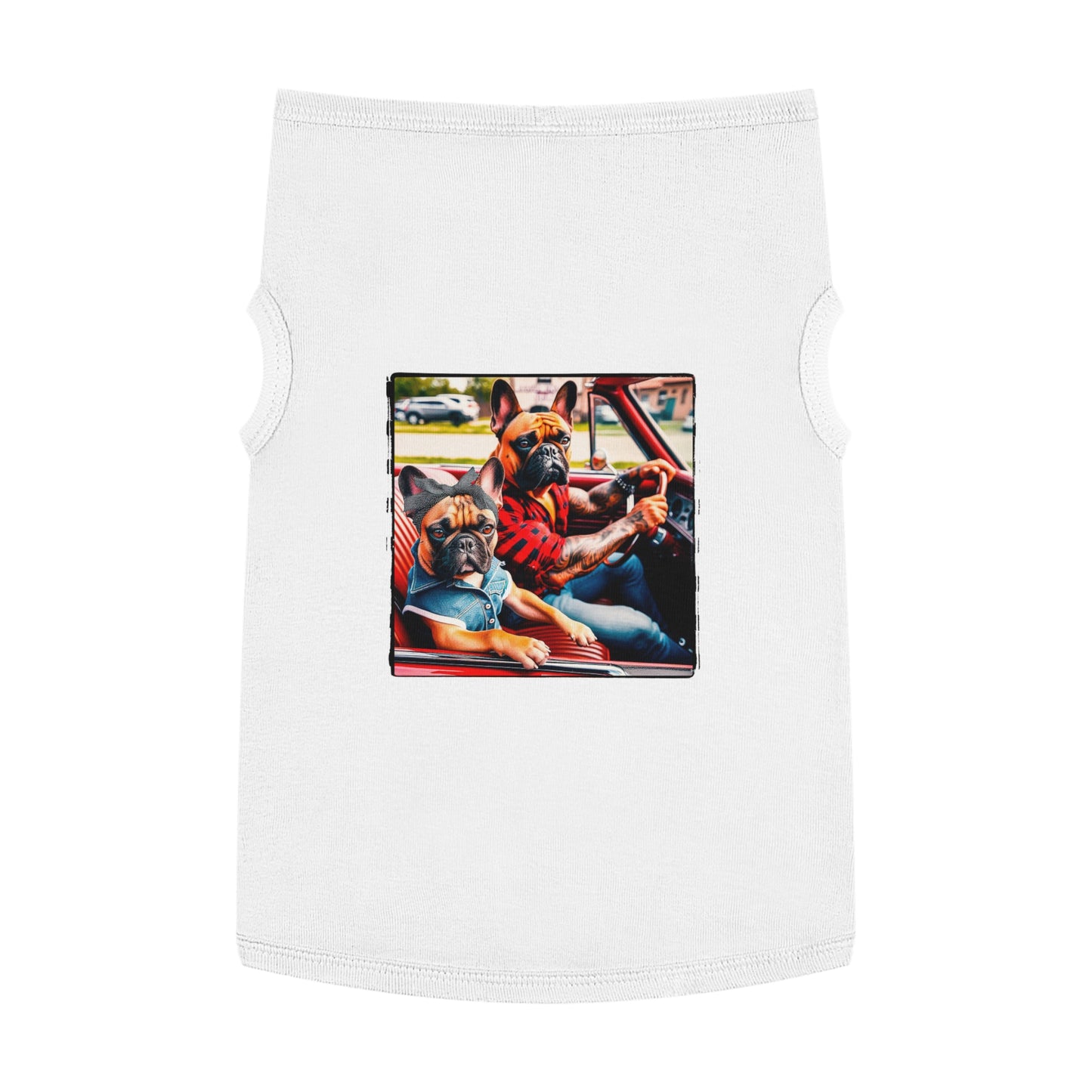 Pet Tank Top French Bulldog family driving t shirt Pets Printify XL White