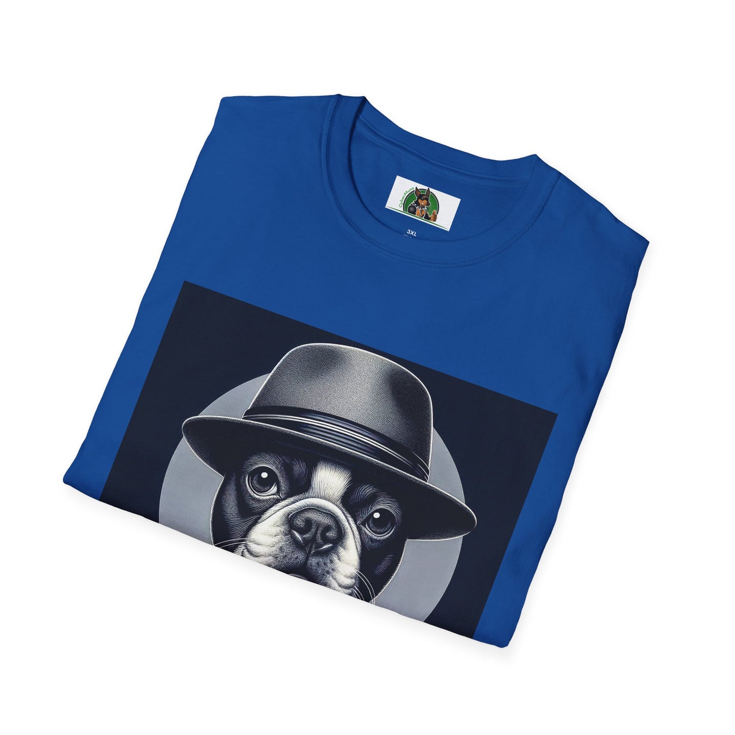 Boston Terrier T-Shirt - Dog in Suit and Hat Design T-Shirt Printify