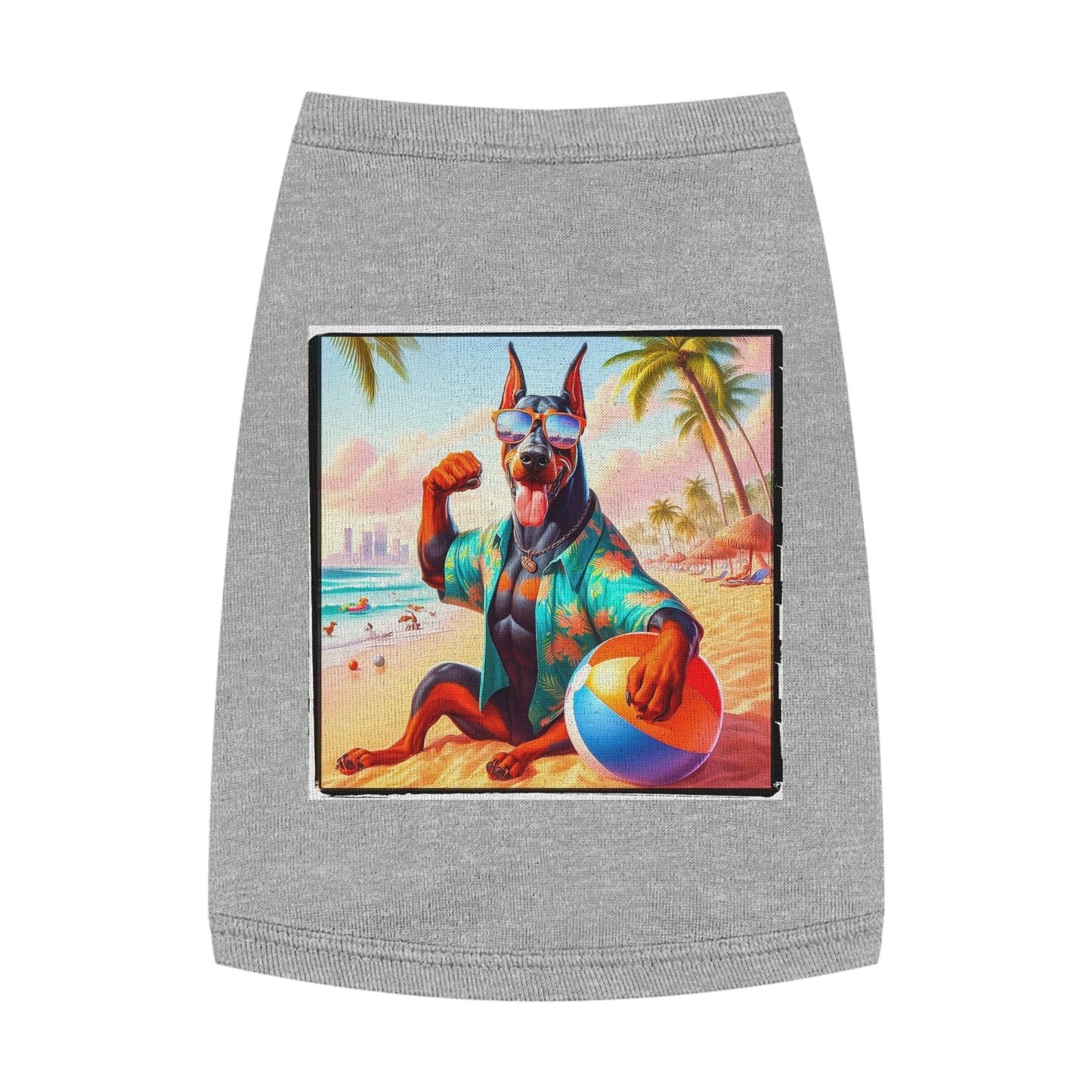 Pet Tank Top Doberman fun in the sun t shirt Pets Printify M Heather