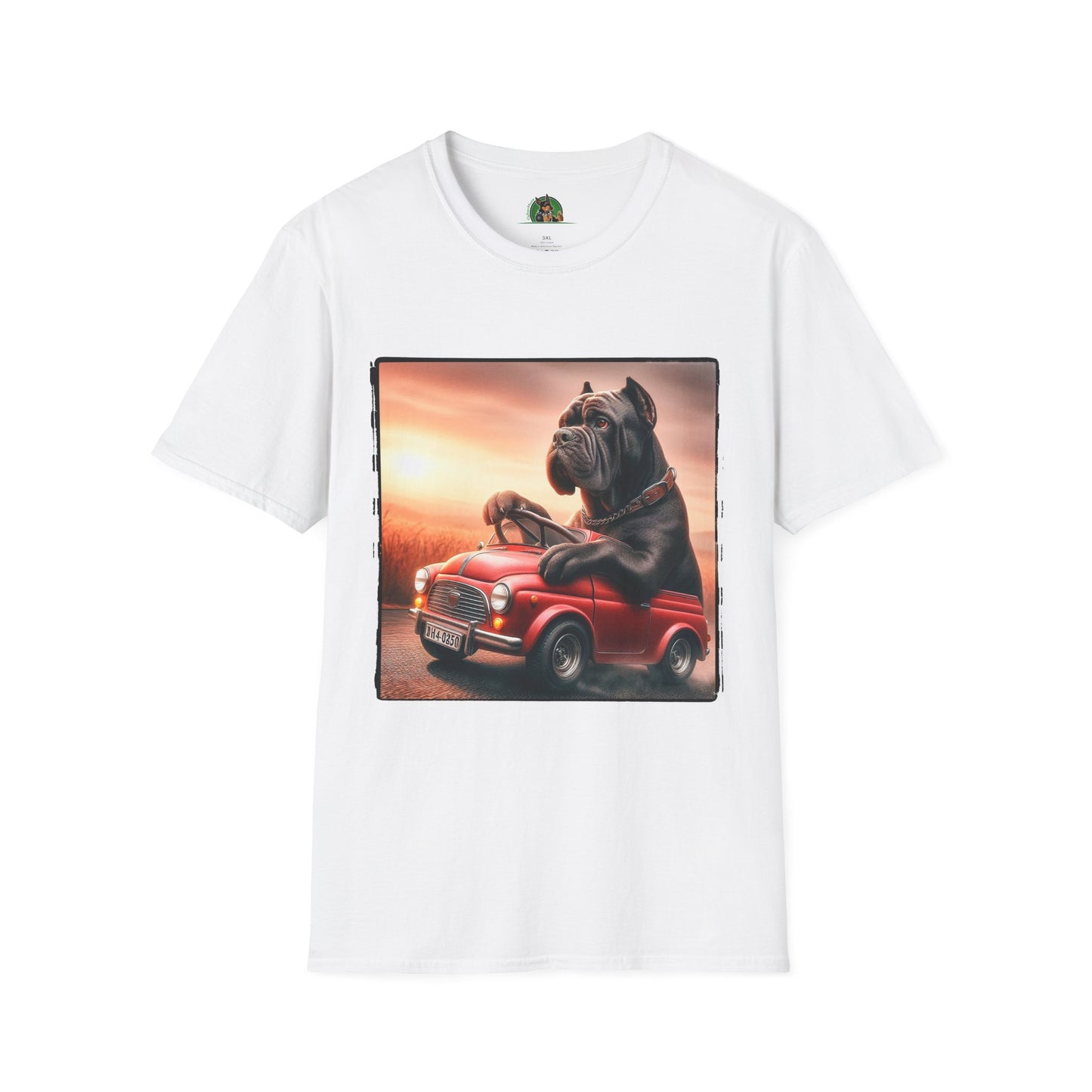 Wacky Cane Corso Driving Little Car T-Shirt Printify XS White