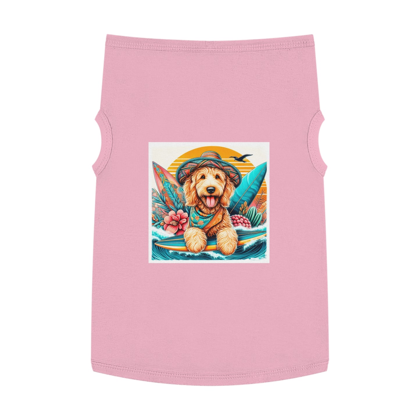 Pet Tank Golden Doodle pretty with flowers shirt Pets Printify XL Pink
