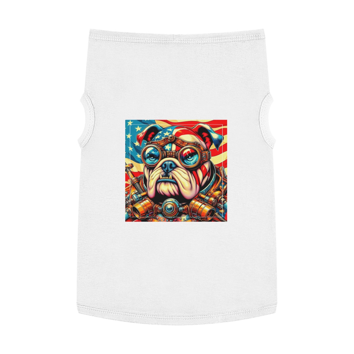 Pet Tank Top Bulldog American steampunk t shirt Pets Printify XL White