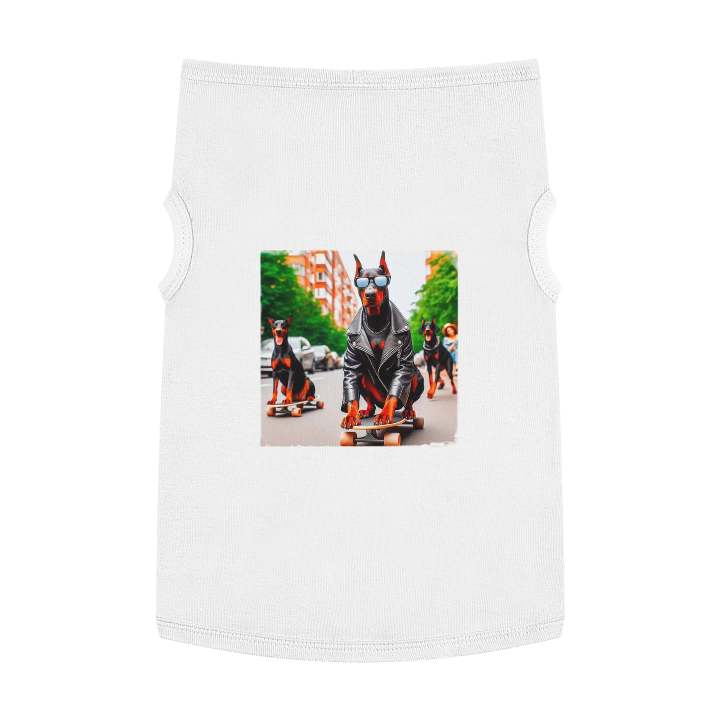 Pet Tank Top Doberman skating fun t shirt Pets Printify XL White