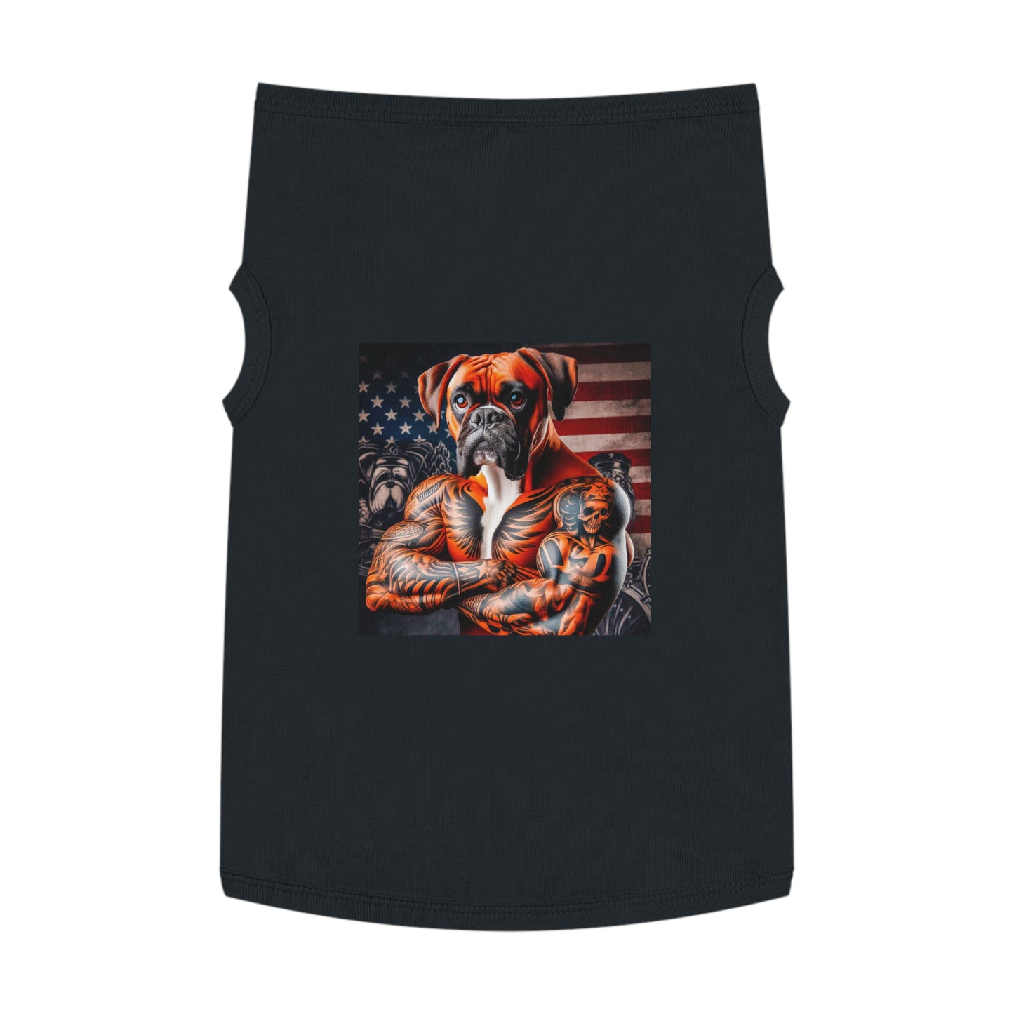 Pet Tank Top Boxer Dog American Flag Pets Printify XL Black