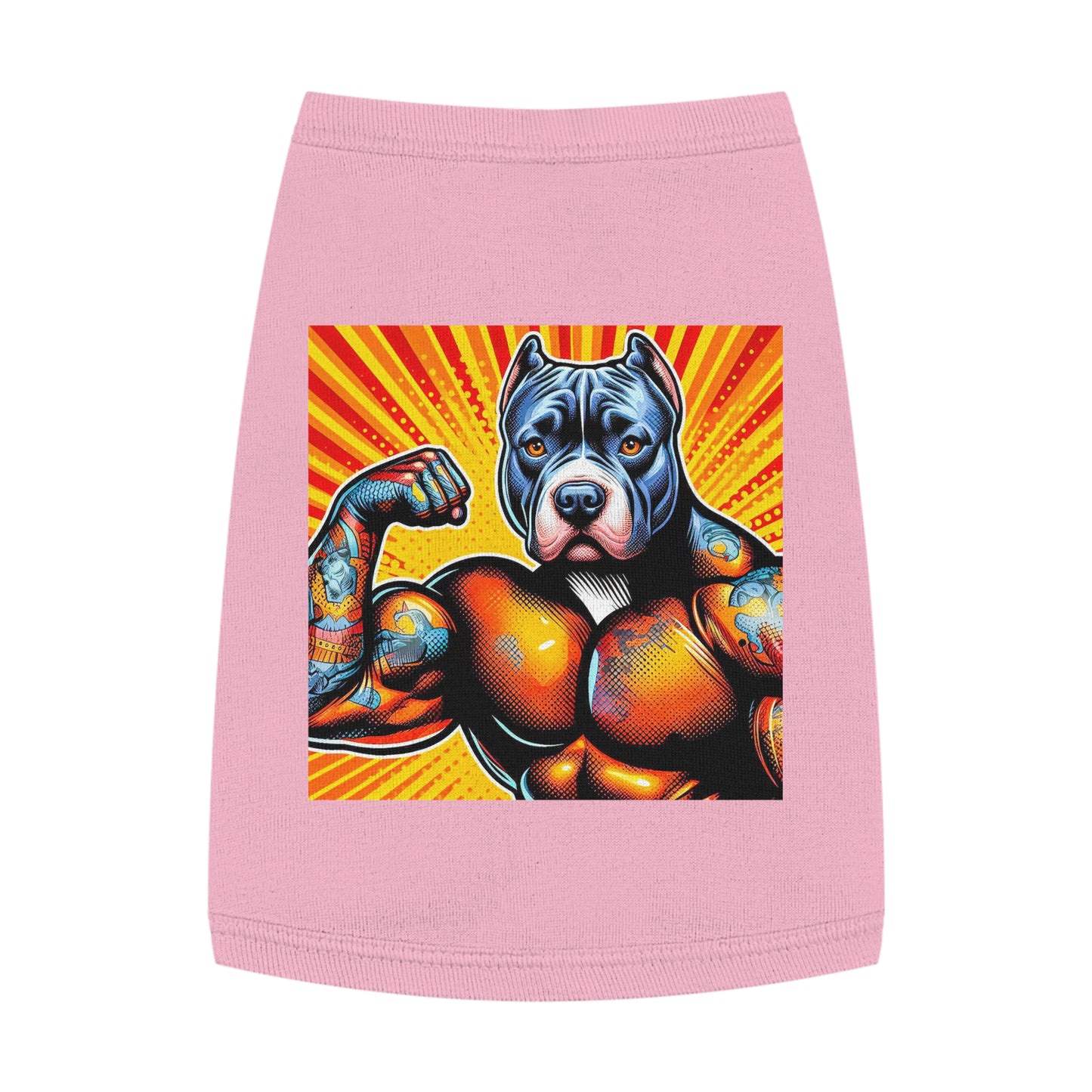 Pet Tank Top Pit Bull arm flexing Pets Printify M Pink