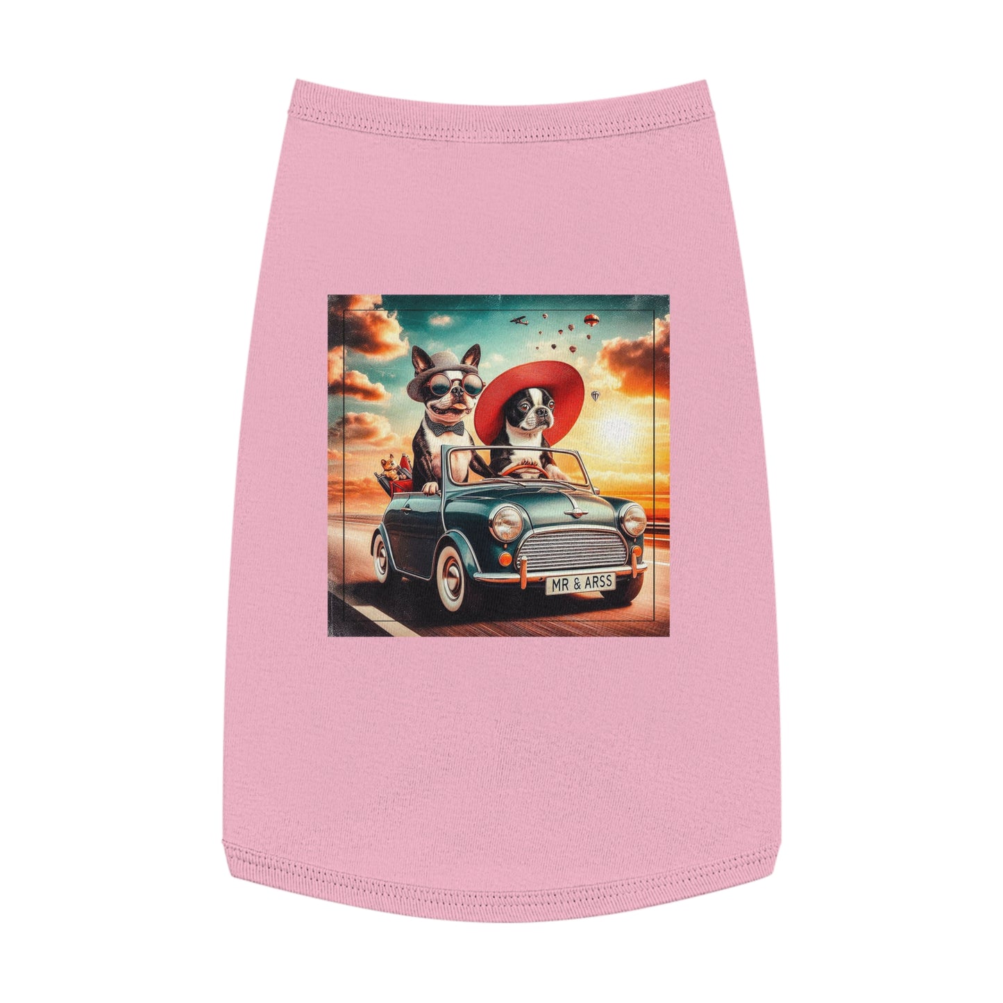 Wacky Boston Terrier Dog Driving in Car Tank Top For Pet Pets Printify L Pink