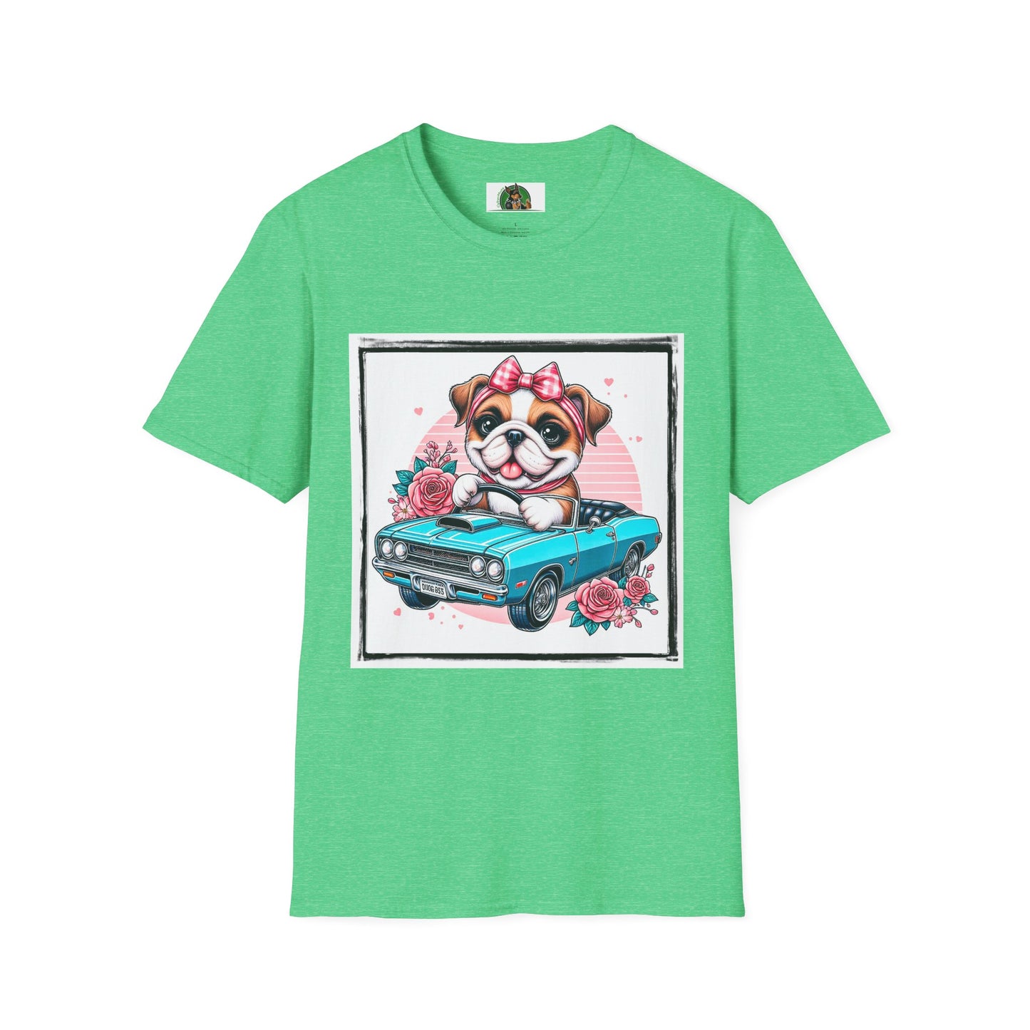 Wacky Bulldog baby driver t shirt T-Shirt Printify S Heather Irish Green