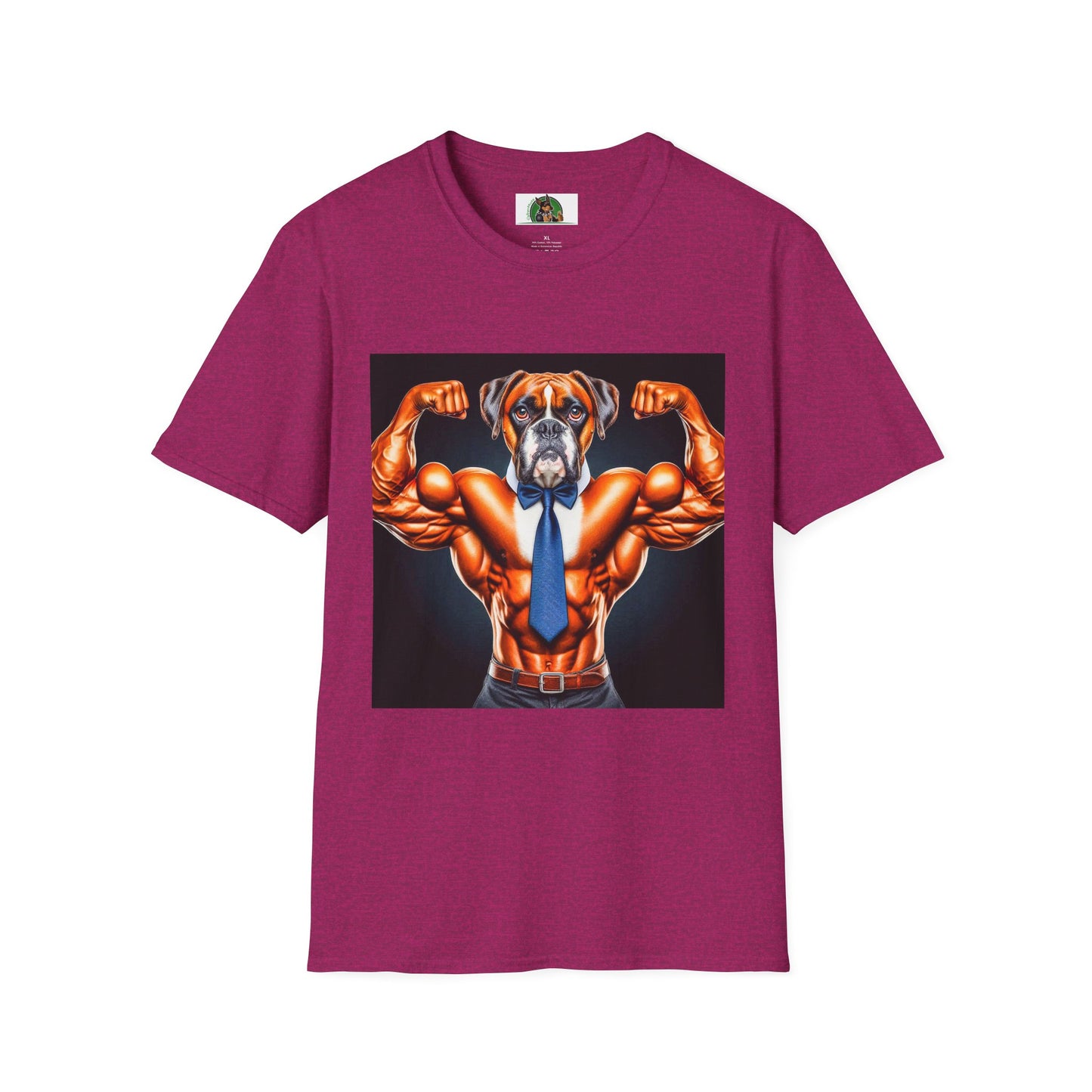 Boxer Muscle Dog Wearing Tie TShirt T-Shirt Printify S Antique Heliconia