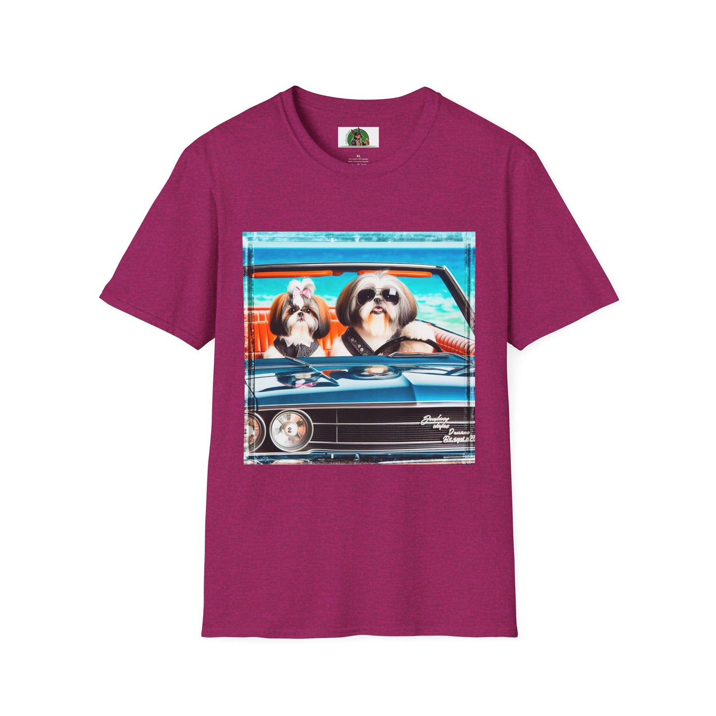Wacky Shih Tzu couple driving T-Shirt Printify S Antique Heliconia