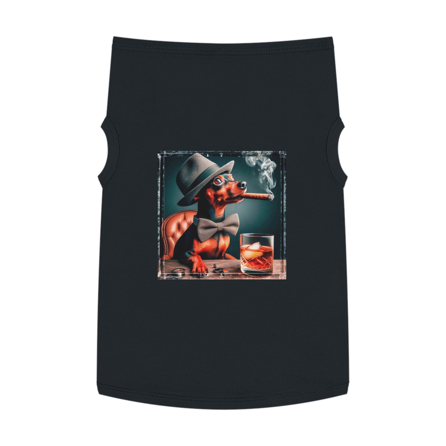 Min Pin Tank Tops cigar and drink Pets Printify XL Black