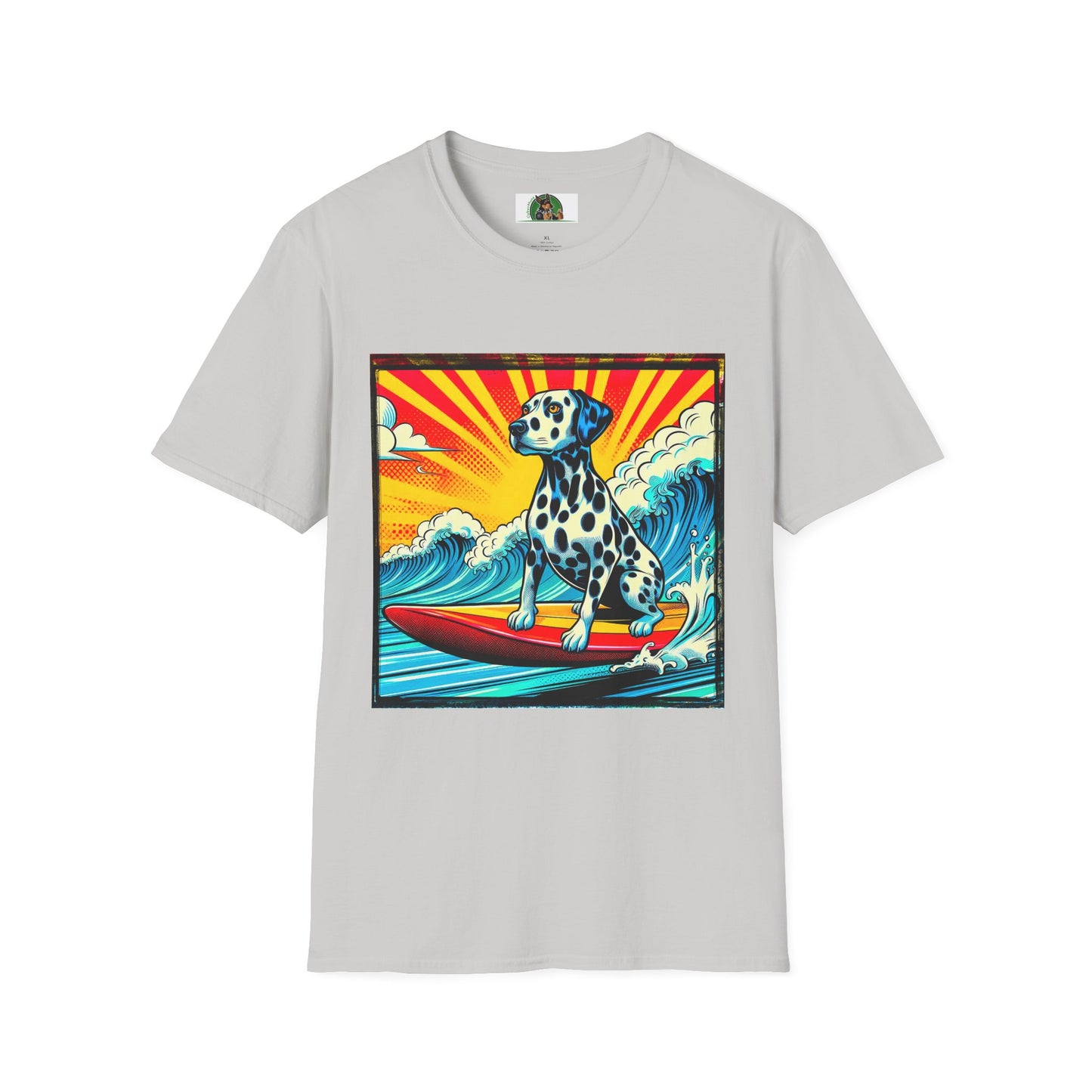 Dalmatian colorful surfing t shirt T-Shirt Printify S Ice Grey