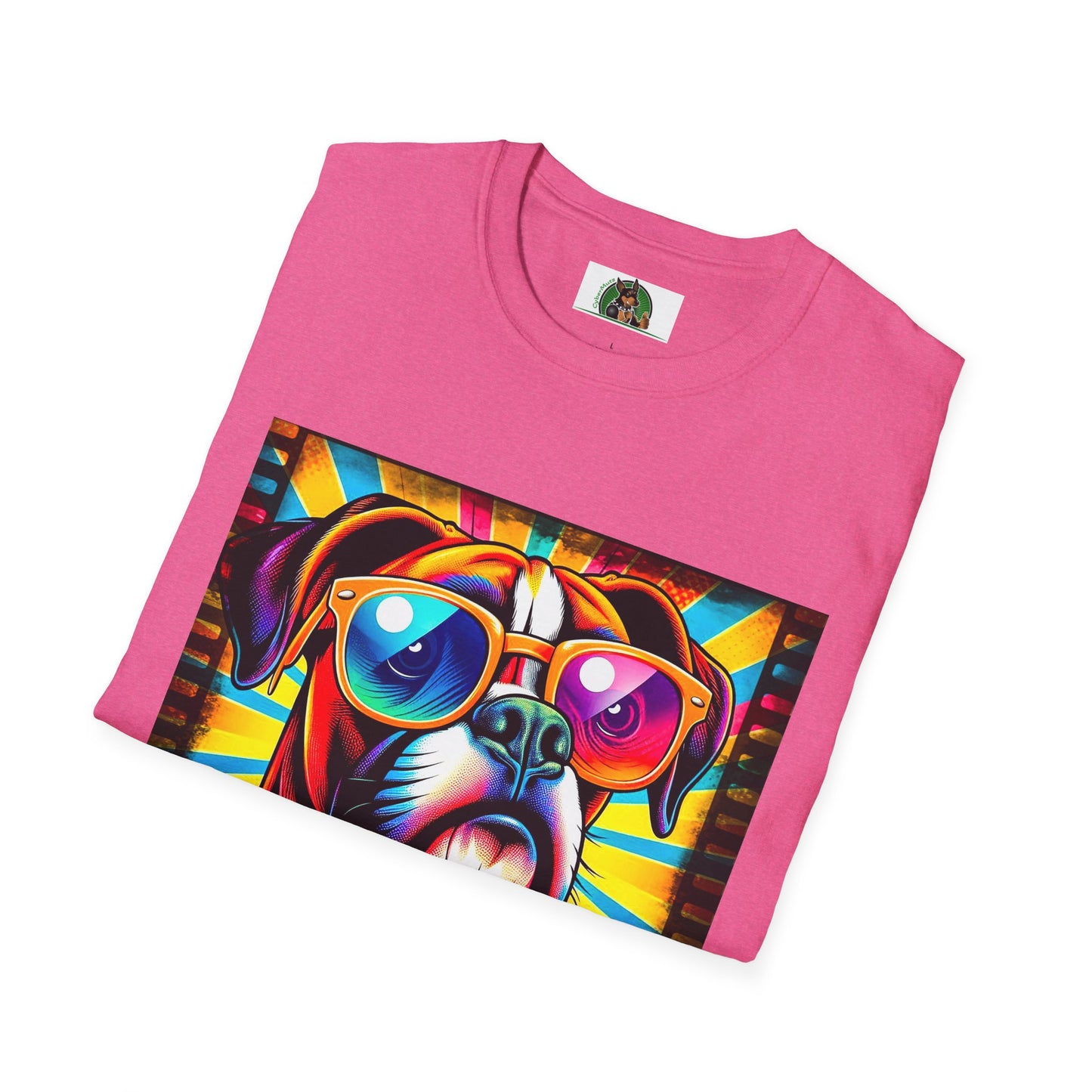 Boxer Pop Art Dog With Glasses Shirt T-Shirt Printify