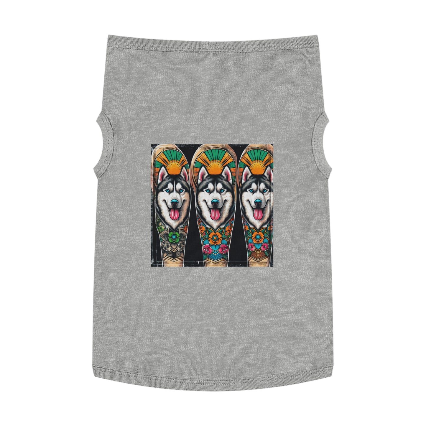 Pet Tank Top Husky fun tattoo Pets Printify XL Heather