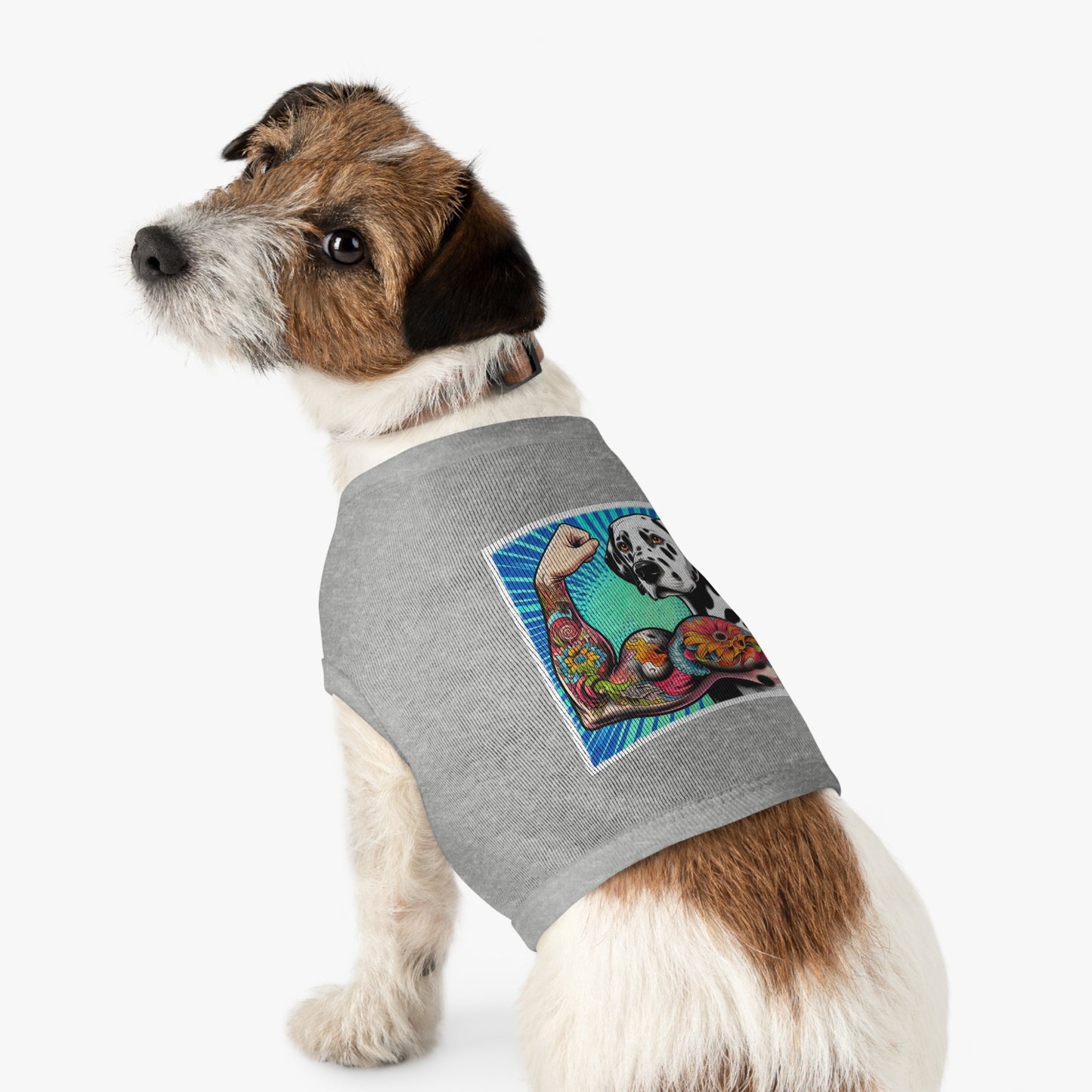 Pet Tank Top Dalmatian exercising t shirt Pets Printify