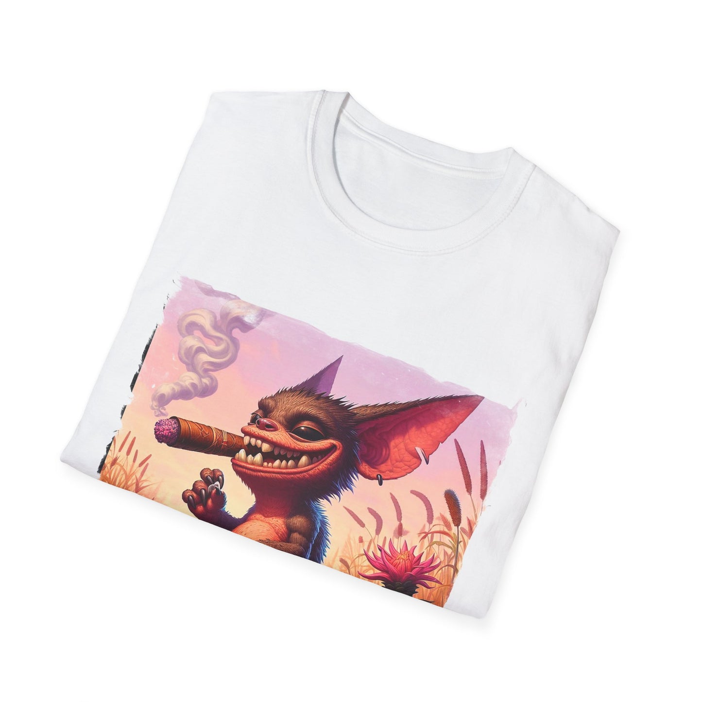 Chupacabra happily smoking t shirt T-Shirt Printify