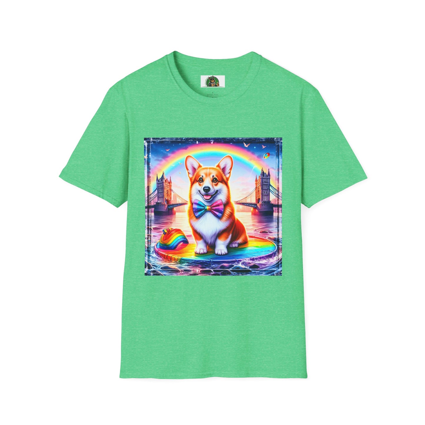 Pembroke Welsh Corgi colorful rainbow T-Shirt Printify S Heather Irish Green