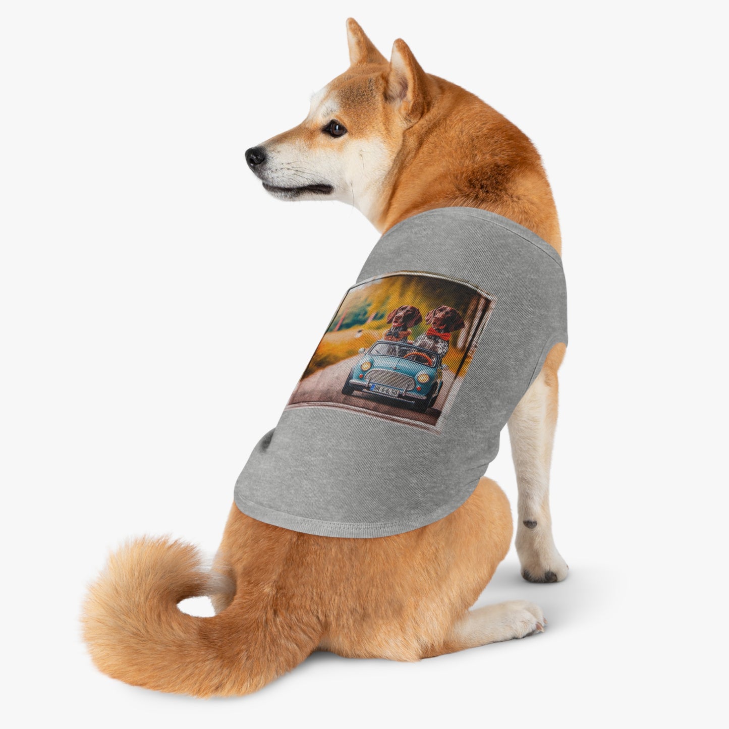 Wacky Pet Tank Top German Shorthaired Pointer tiny car driving t shirt Pets Printify