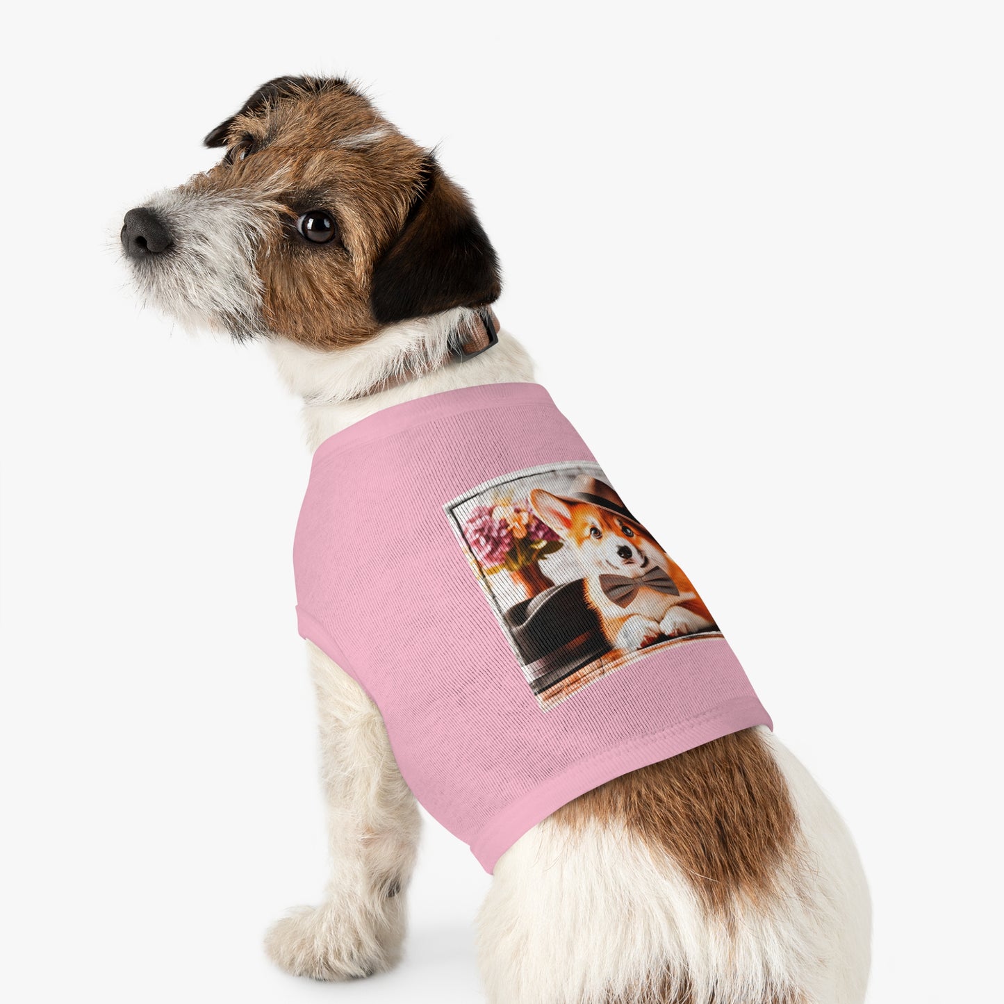 Pet Tank Top Pembroke Welsh Corgi pretty bow tie Pets Printify