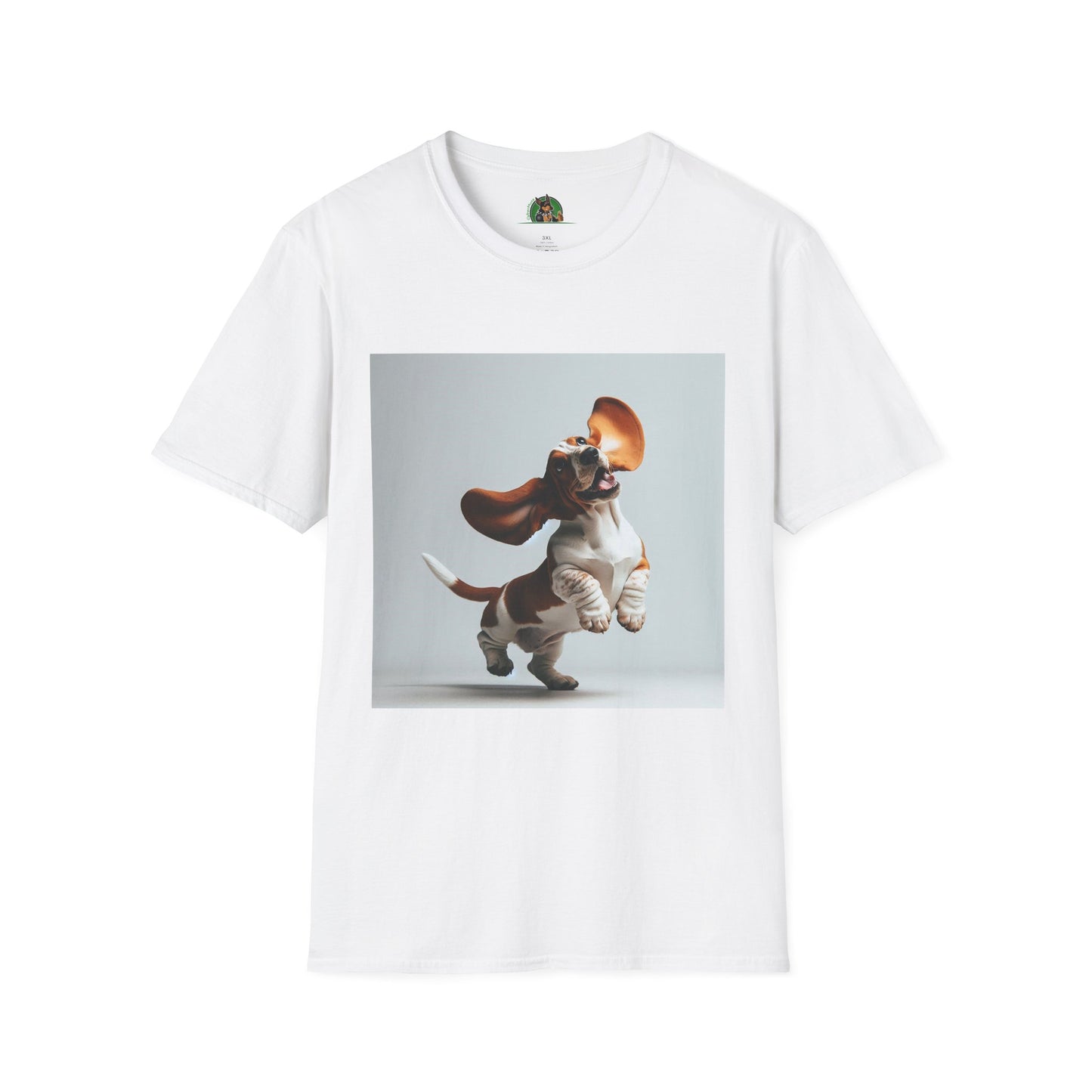Bassett Hound T-Shirt - Dancing Dog Design T-Shirt Printify XS White