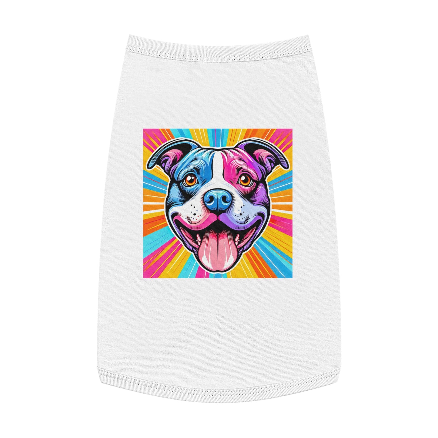 Pet Tank Top Pit Bull pink and blue shirt Pets Printify L White