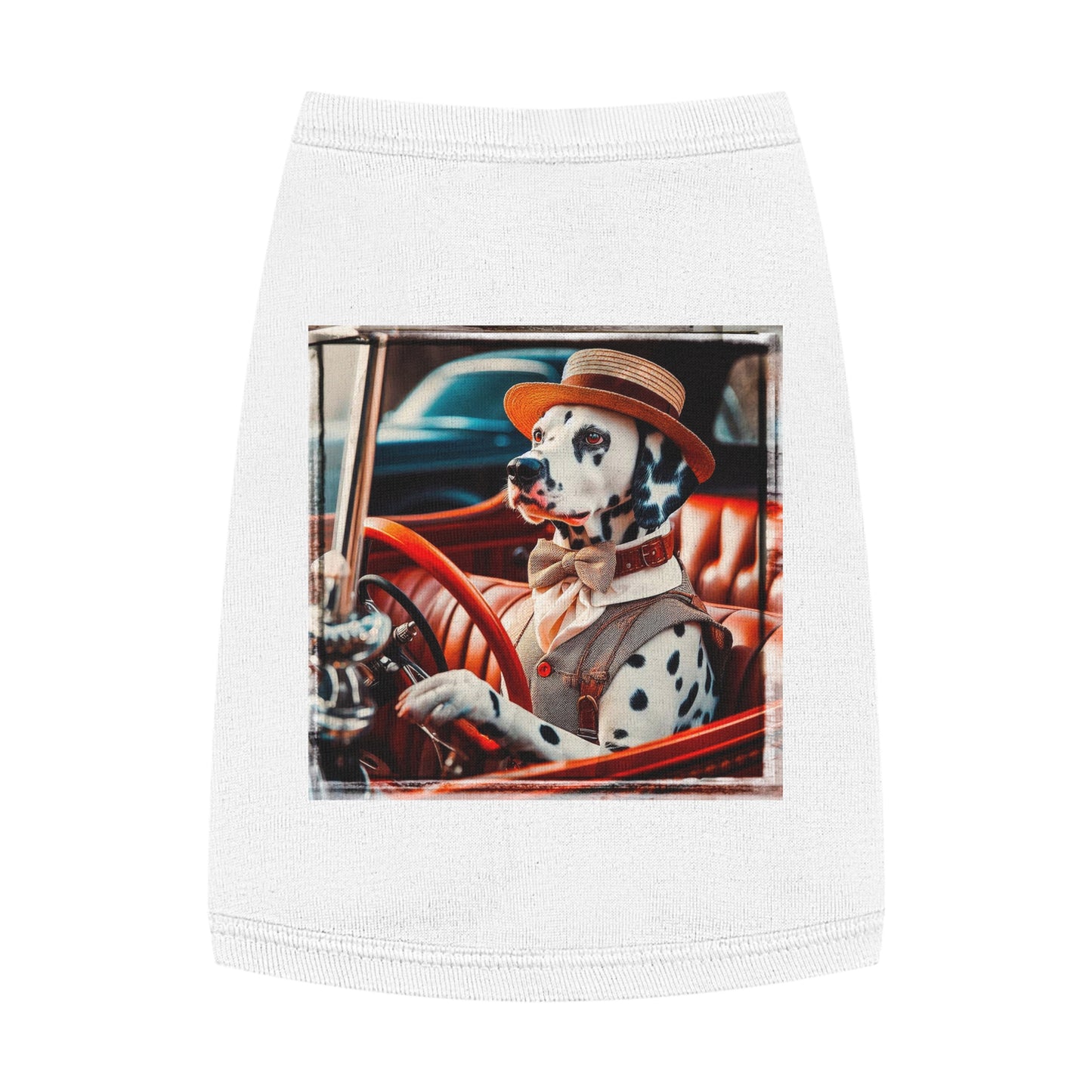 Pet Tank Top Dalmatian old time driving t shirt Pets Printify