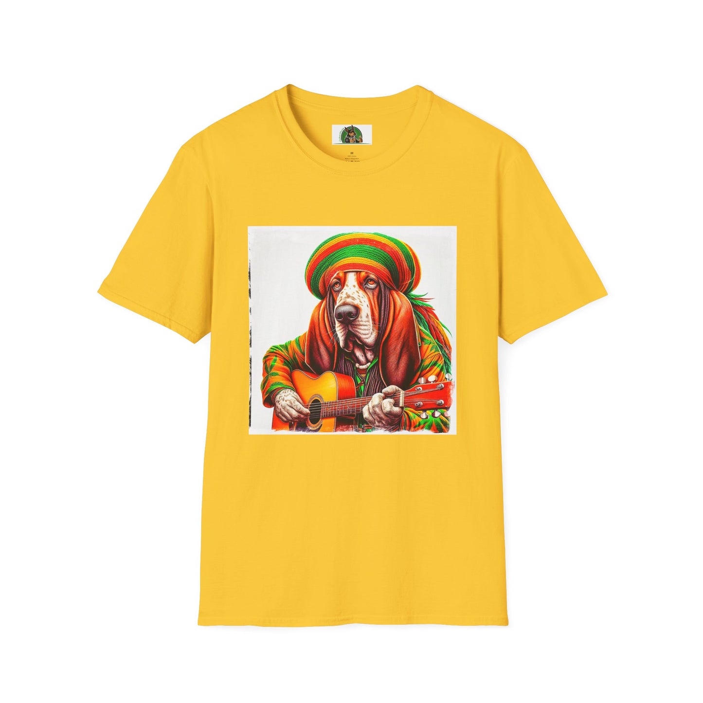 Basset Hound Rasta Dog Playing Guitar T-Shirt Printify S Daisy