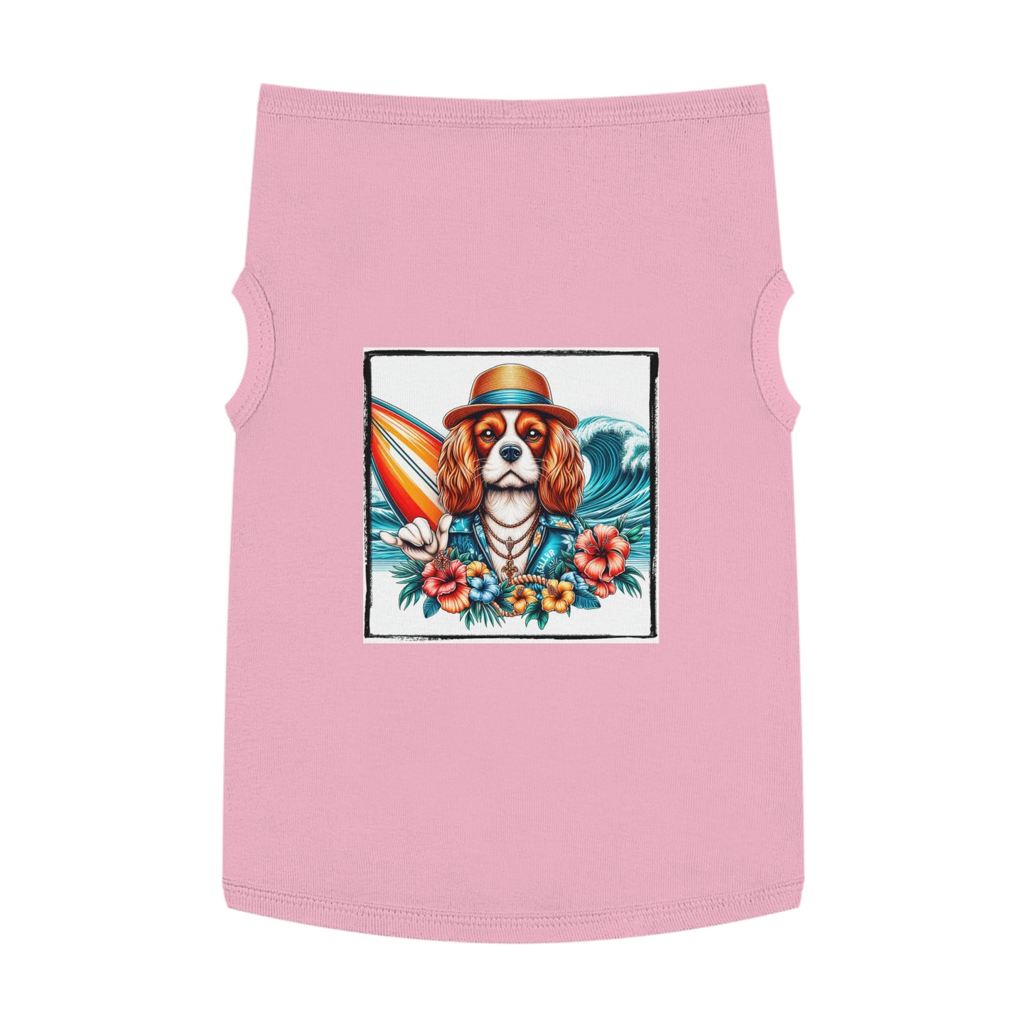 Pet Tank Top Cavalier King Charles Spaniel Hawaiian Surfer T Shirt Pets Printify XL Pink