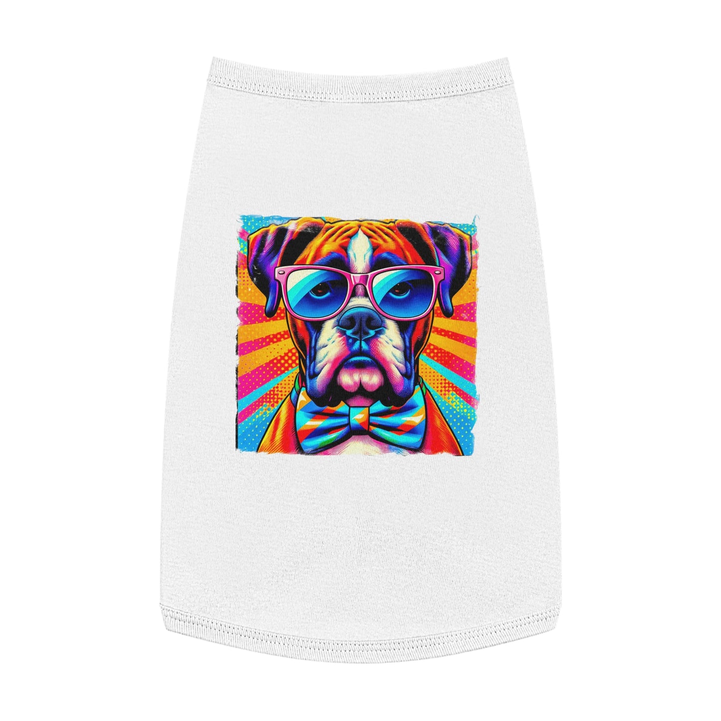 Boxer Dog Wearing A Tie Pet Shirt Pets Printify L White