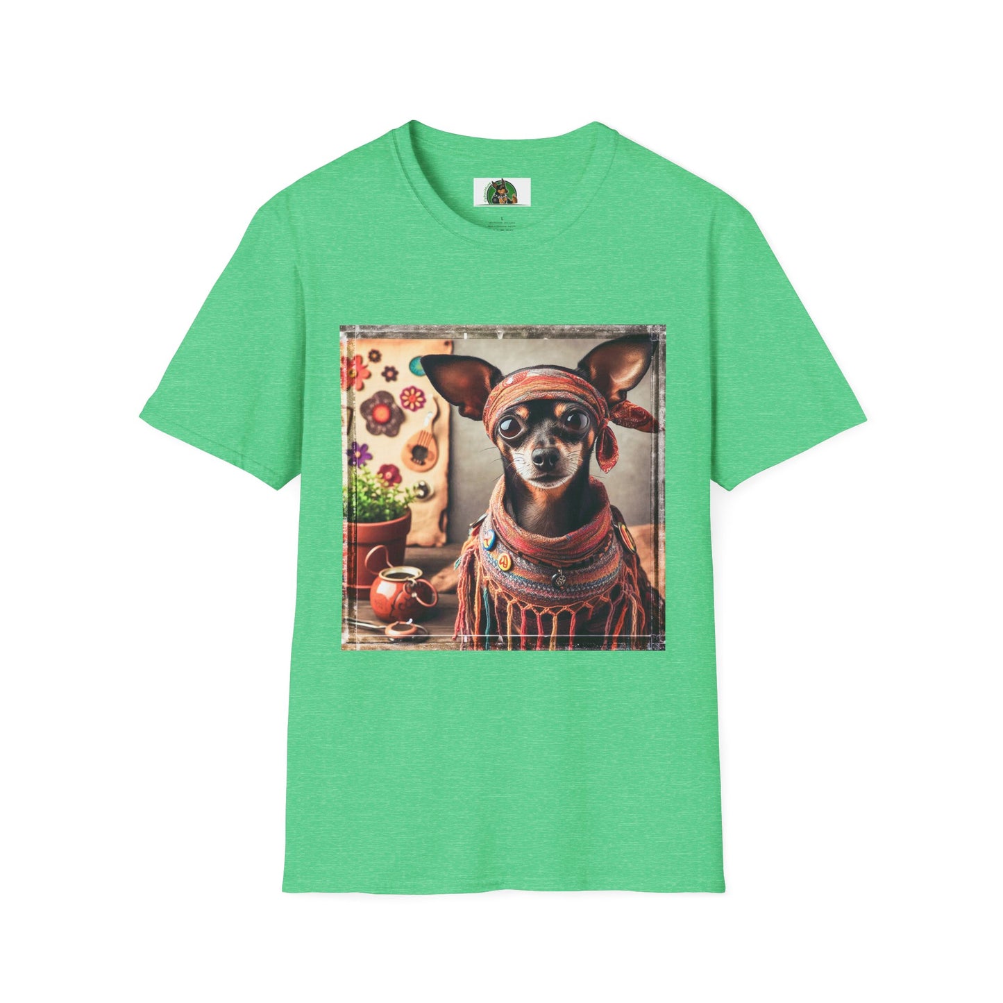Min Pin T-Shirt hippie girl T-Shirt Printify S Heather Irish Green