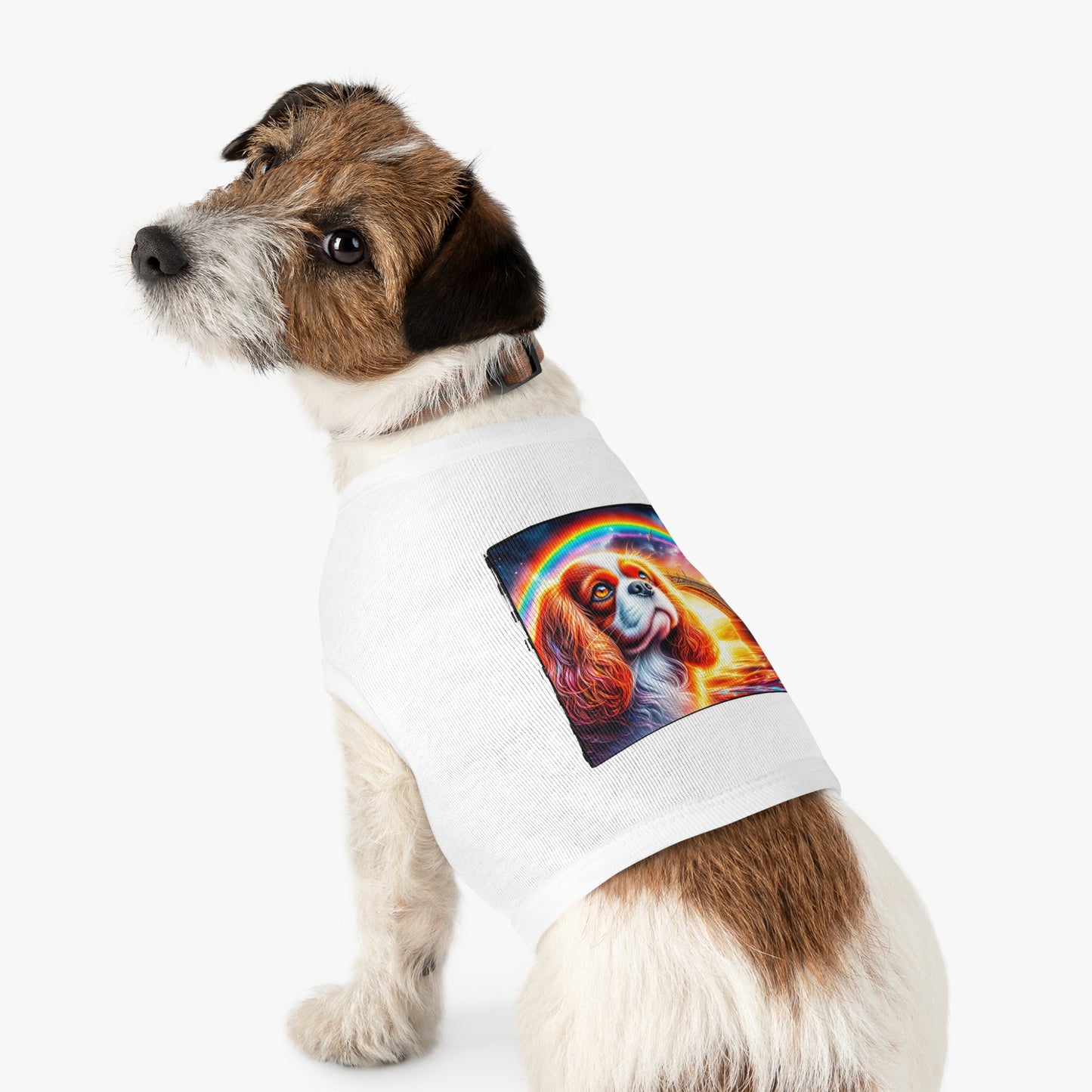 Pet Tank Top Cavalier King Charles Spaniel Rainbow bridge T Shirt Pets Printify