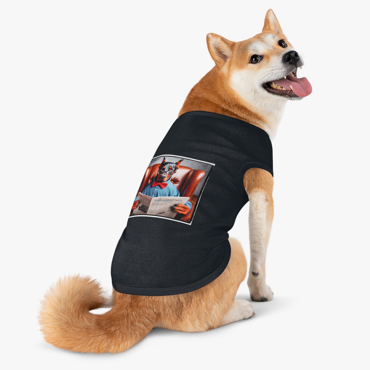 Pet Tank Top Doberman paper reading