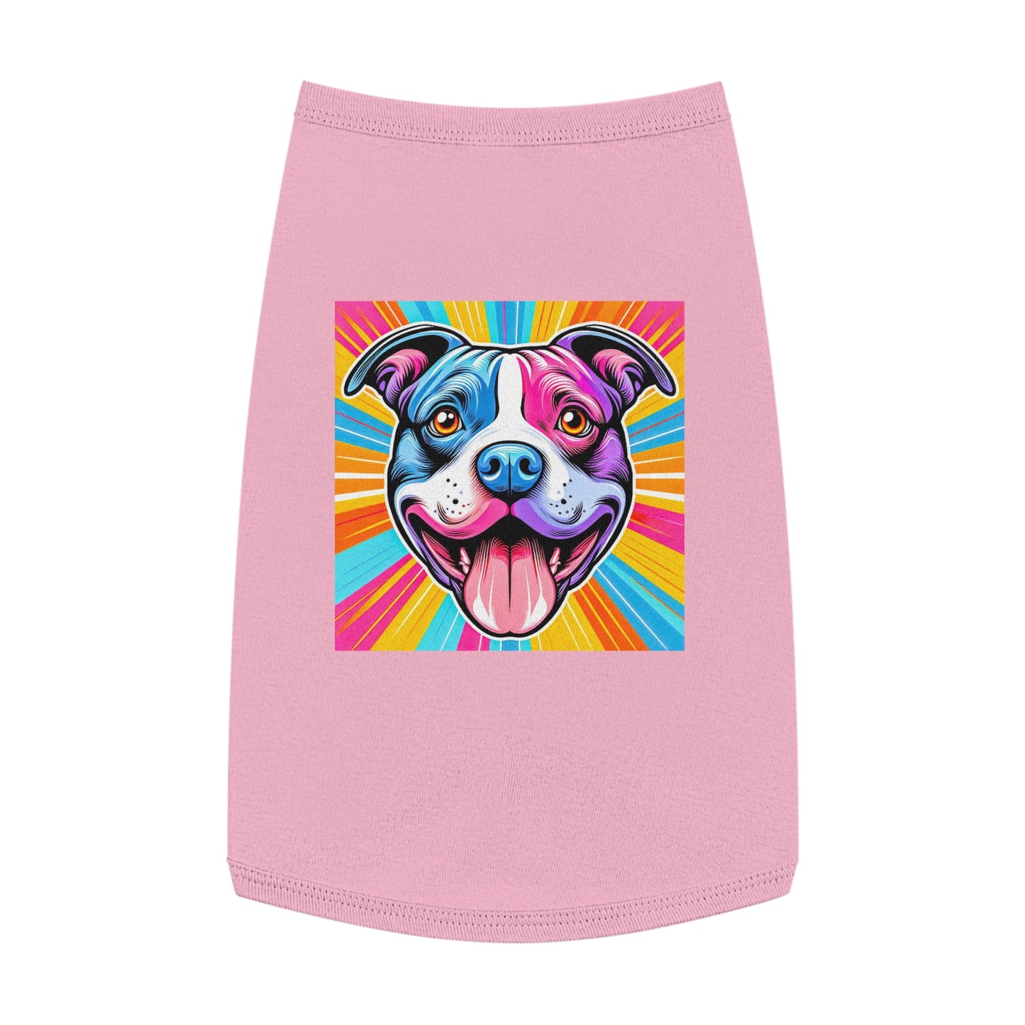 Pet Tank Top Pit Bull pink and blue shirt Pets Printify L Pink
