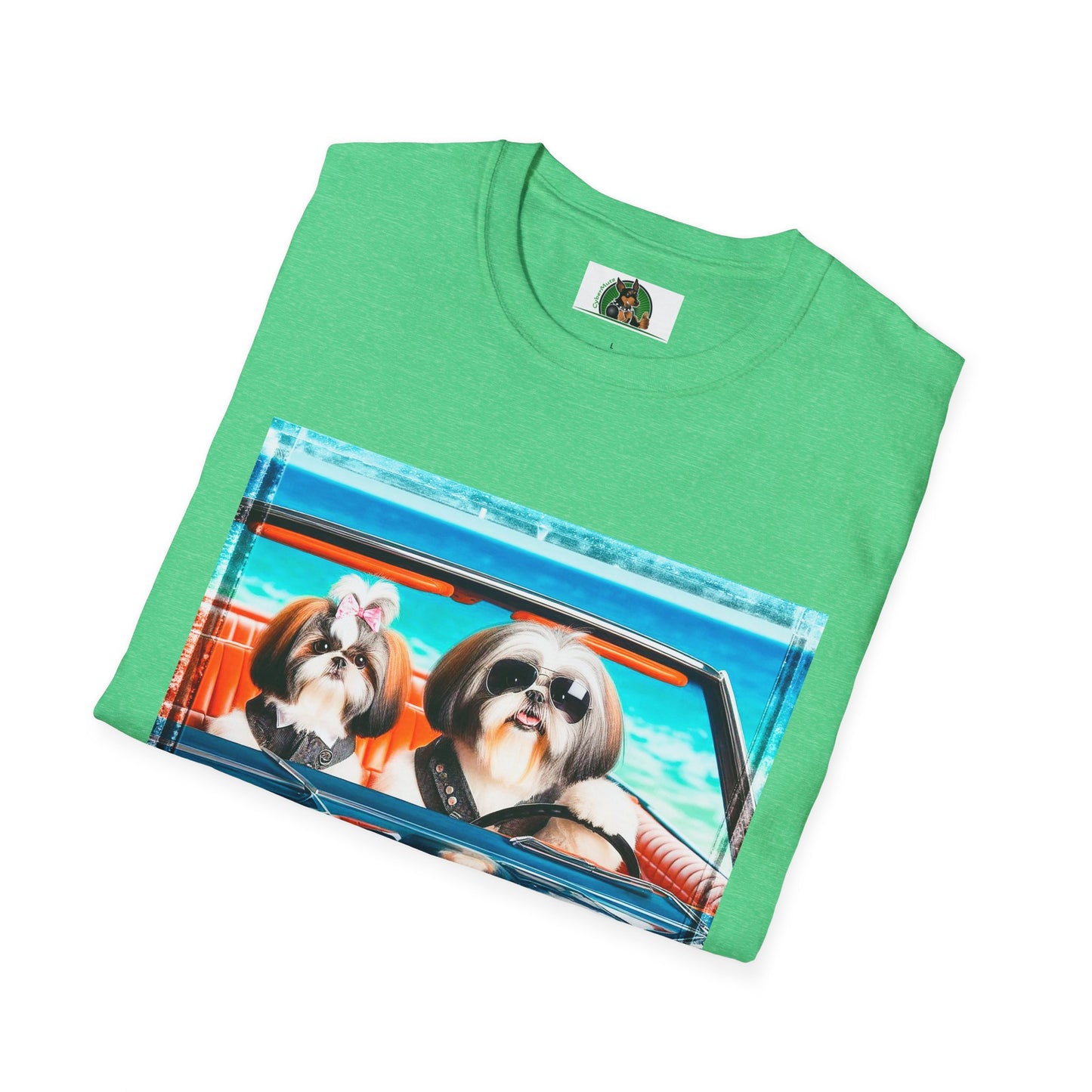 Wacky Shih Tzu couple driving