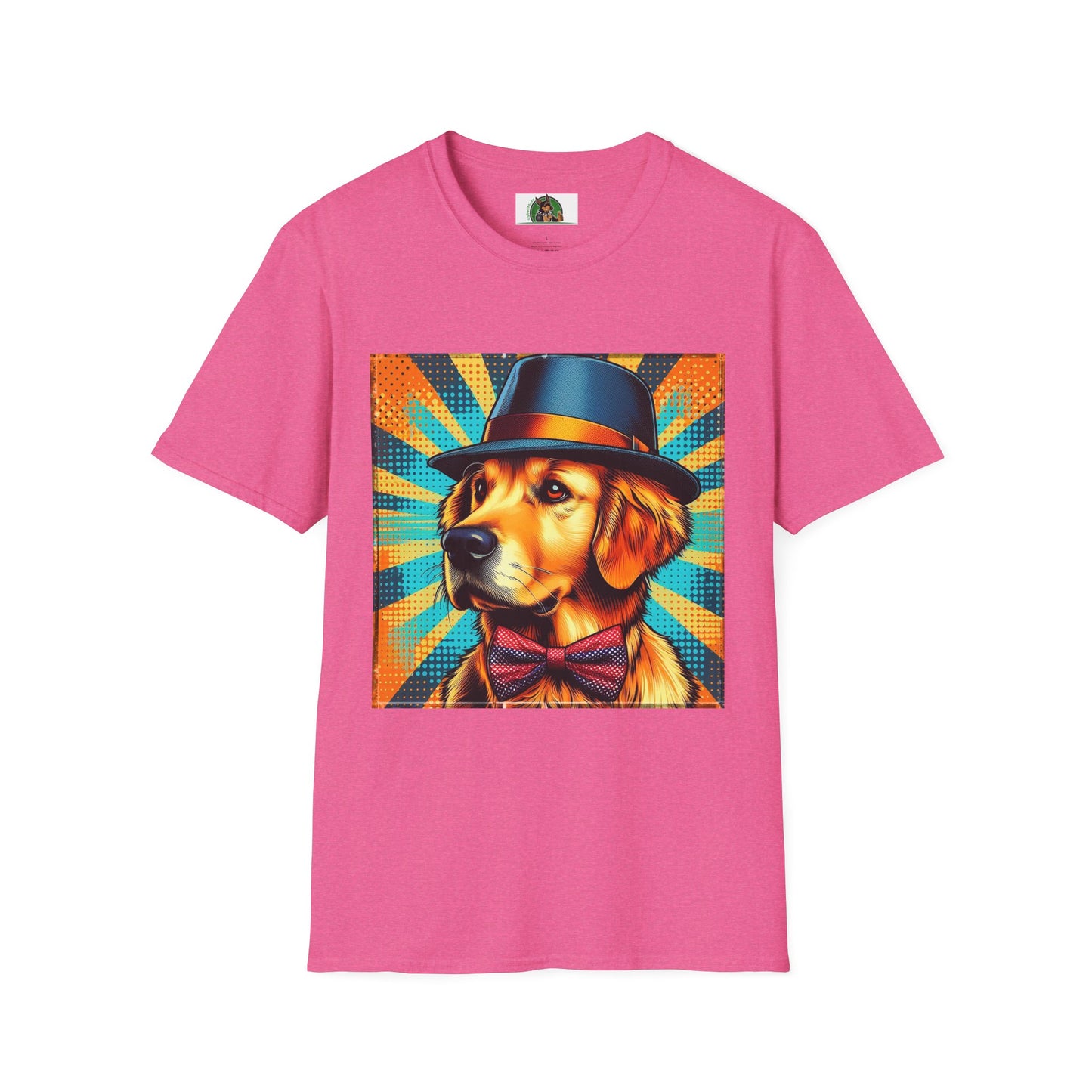 Golden Retriever fun top hat shirt T-Shirt Printify S Heather Heliconia