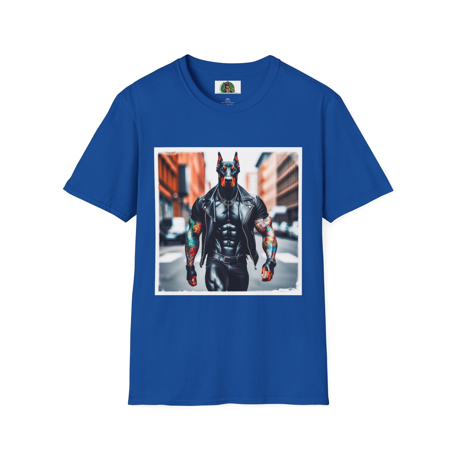 Doberman men in black t shirt T-Shirt Printify XS Royal