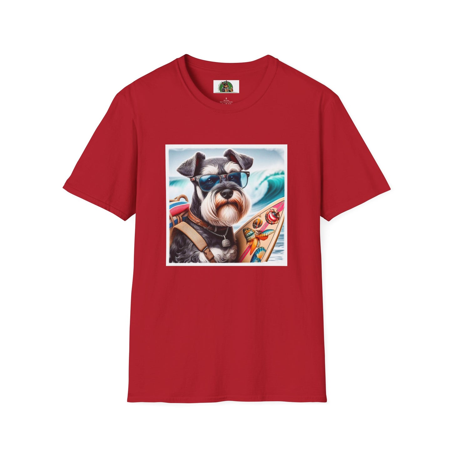 Miniature Schnauzer surfer dude shirt T-Shirt Printify S Cherry Red