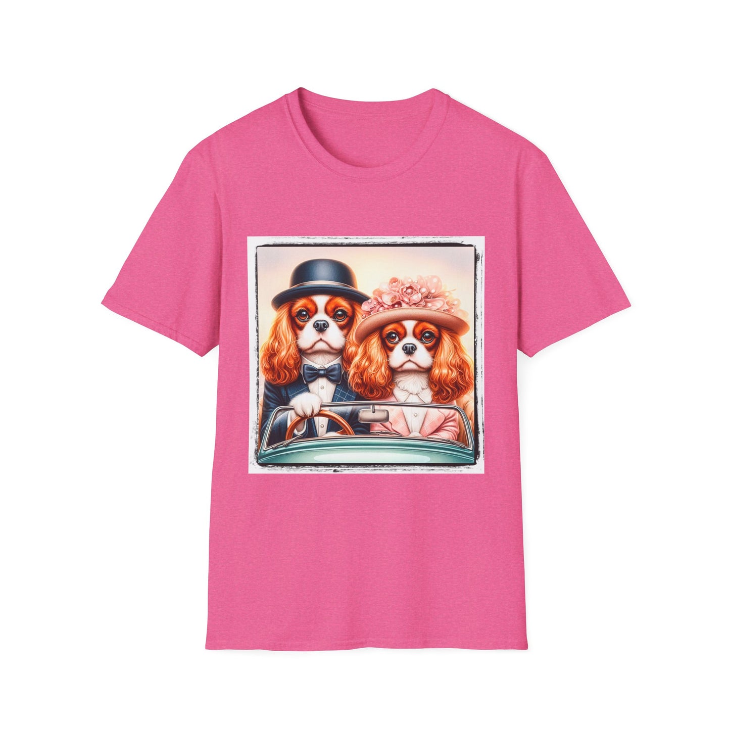 Cavalier King Charles Spaniel Dog Couple TShirt T-Shirt Printify S Heather Heliconia