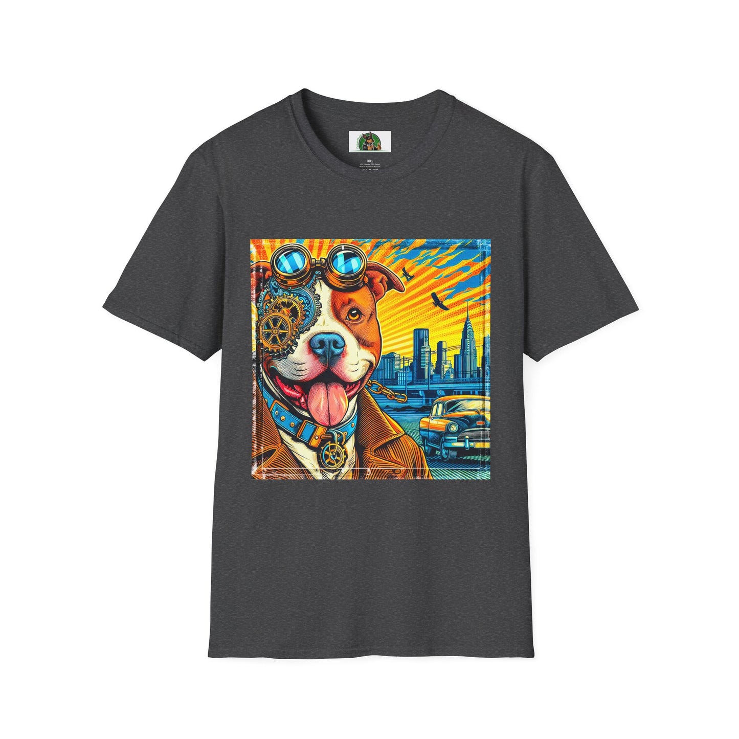 Pit Bull colorful steam punk shirt T-Shirt Printify XS Dark Heather