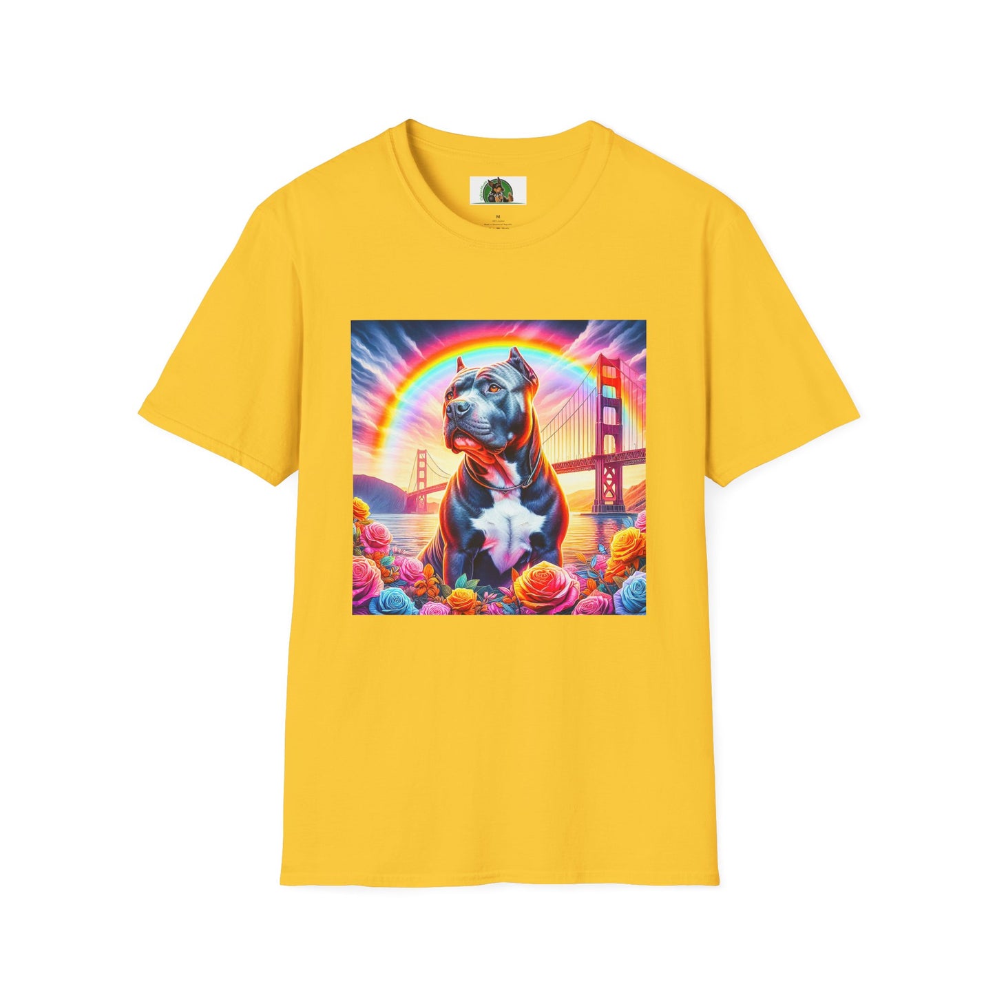 Pit Bull colorful bridge shirt T-Shirt Printify S Daisy