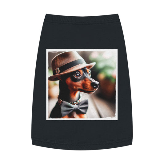 - Min Pin Tank Tops hat and bow tie Pets Printify M Black