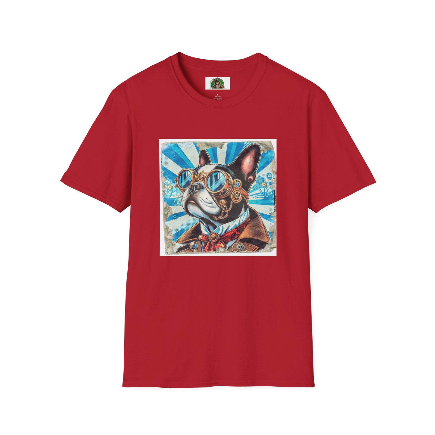 Steampunk Boston Terrier T-Shirt T-Shirt Printify S Cherry Red