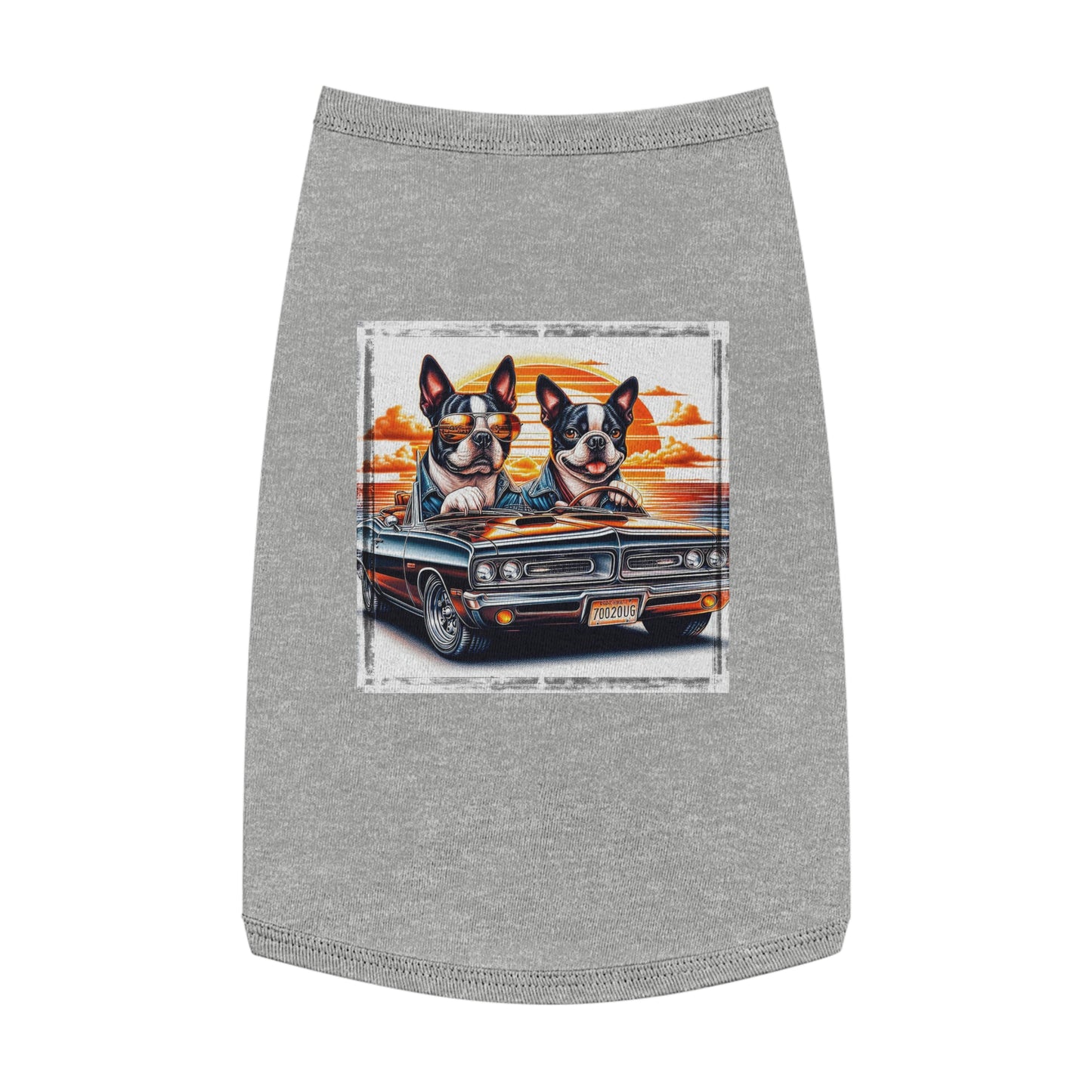 Pet Tank Top - Wacky Boston Terrier Friends Driving Design Pets Printify L Heather