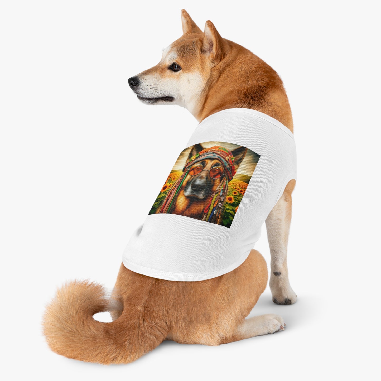 German Shepherd flower hippie